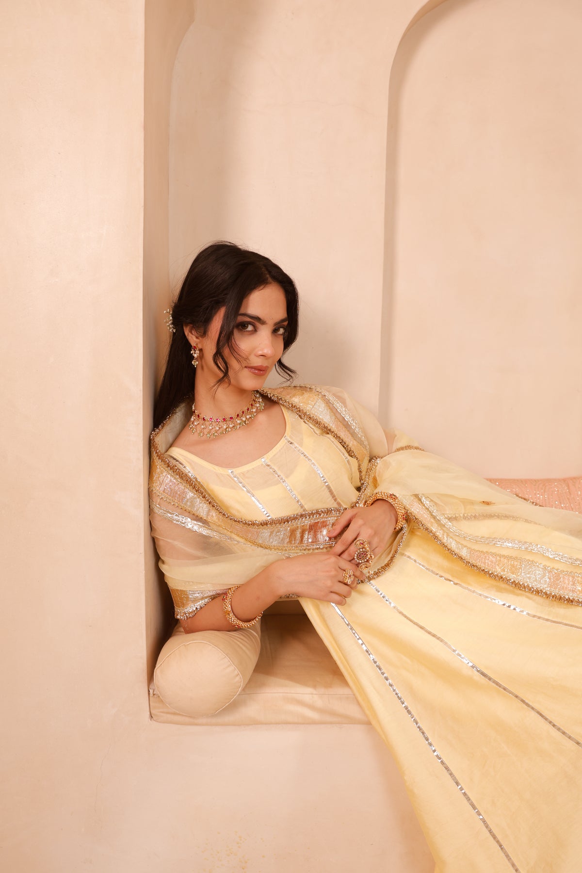 Kesar Chand Chanderi Anarkali Set - Image 12