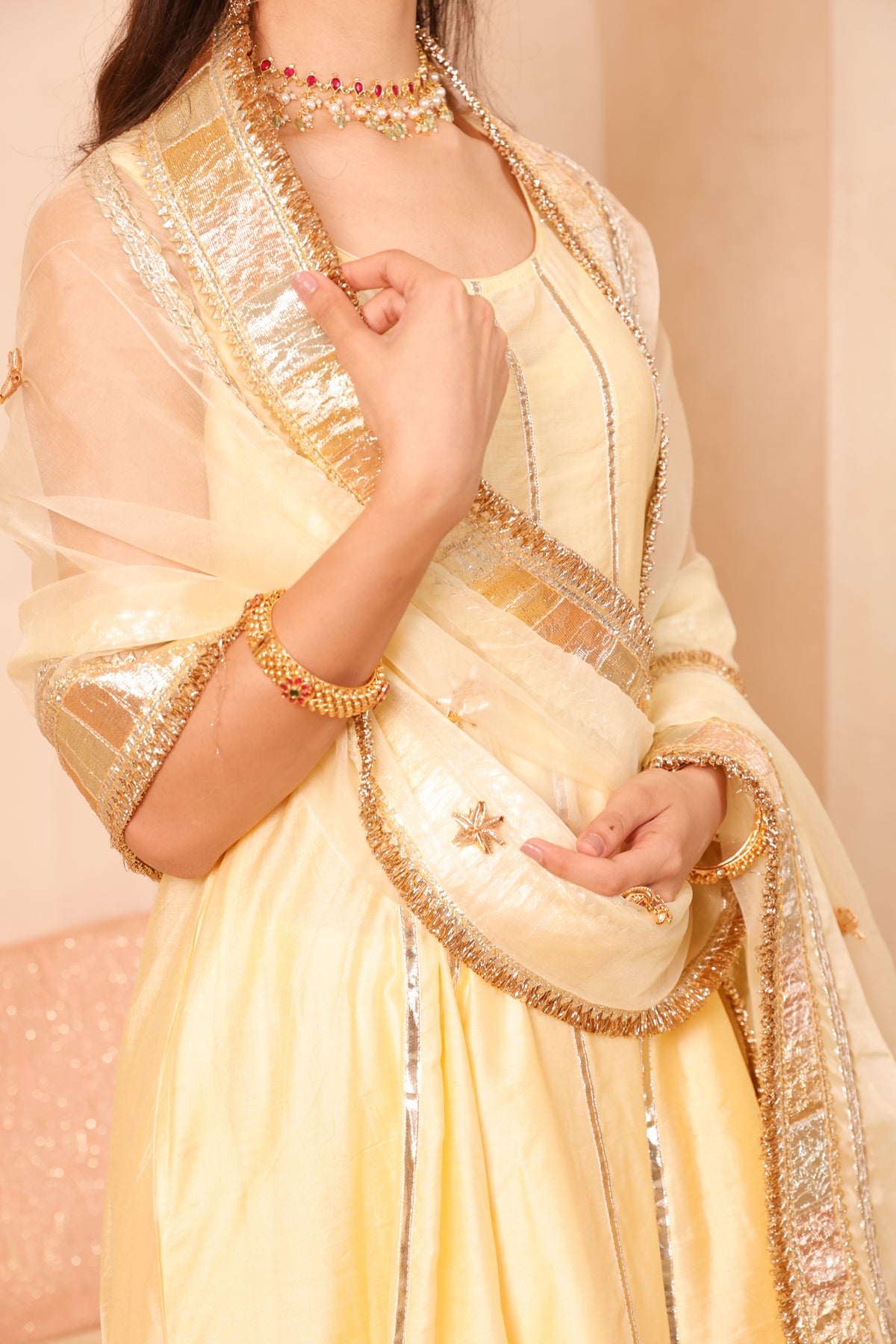 Kesar Chand Chanderi Anarkali Set - Image 13