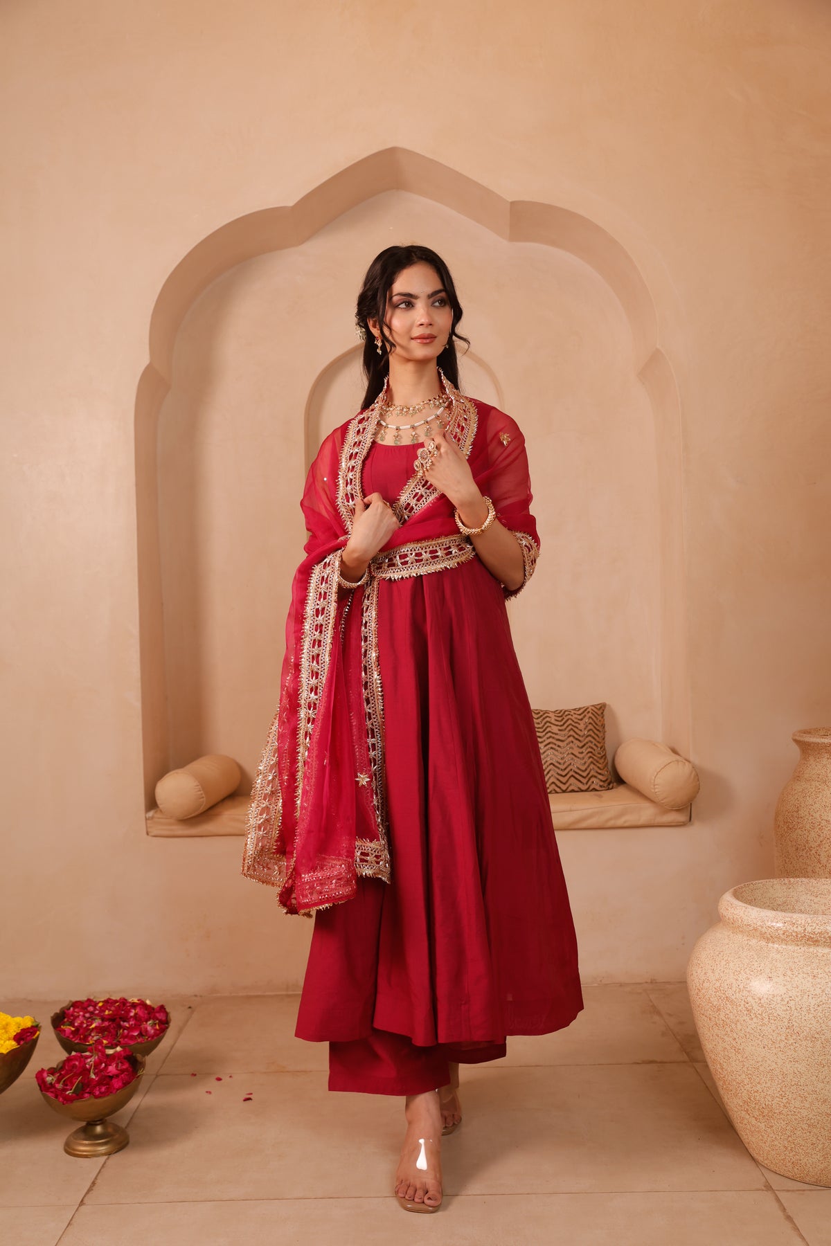 Gulnaar Chanderi Anarkali Set - Image 9