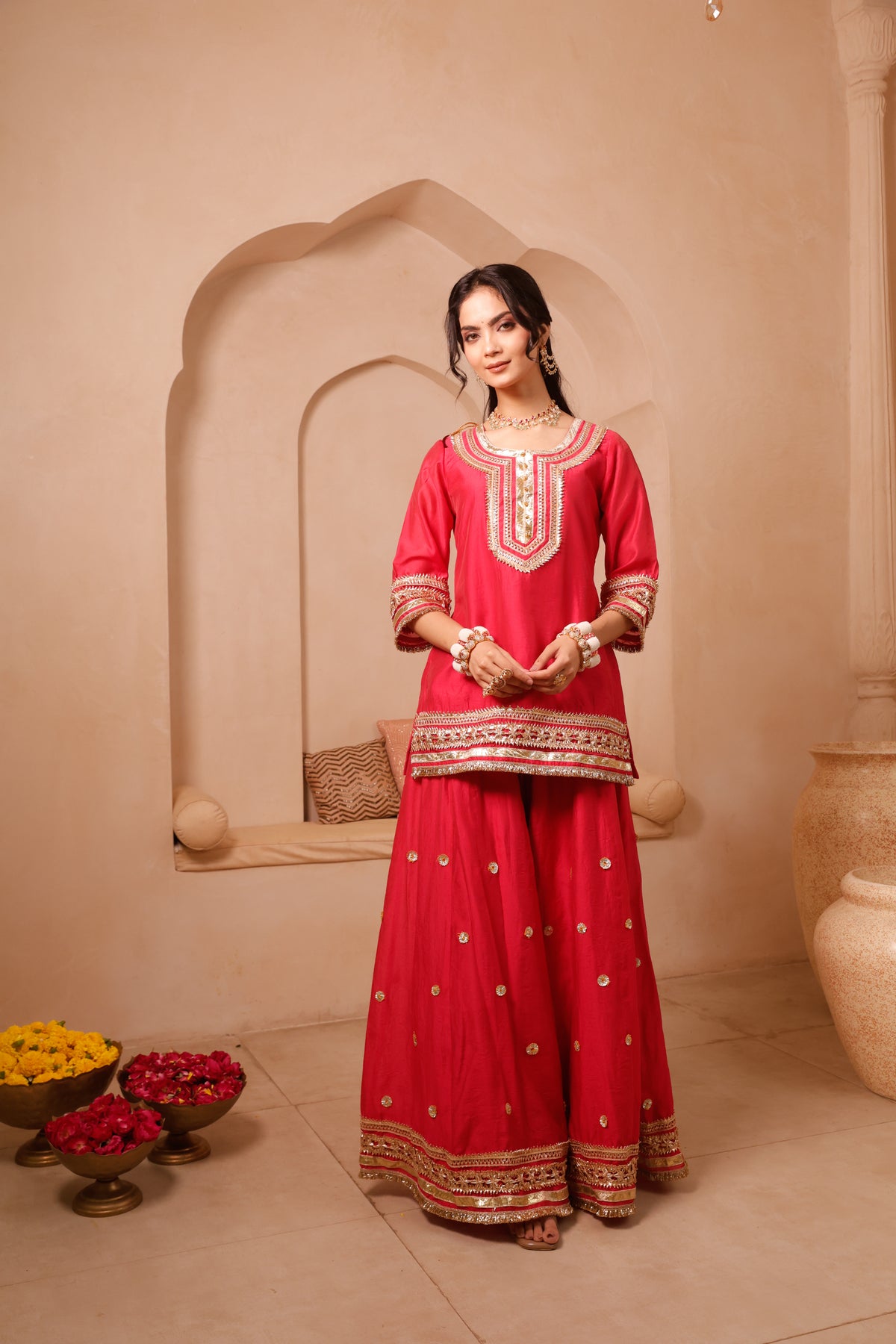 Meher Pink Festive Sharara Set - Image 3
