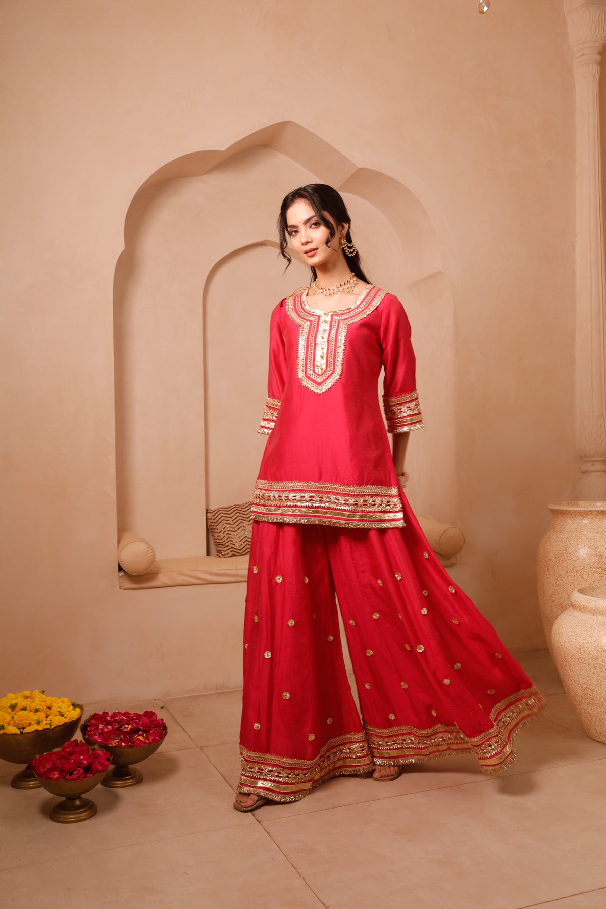 Meher Pink Festive Sharara Set - Image 4