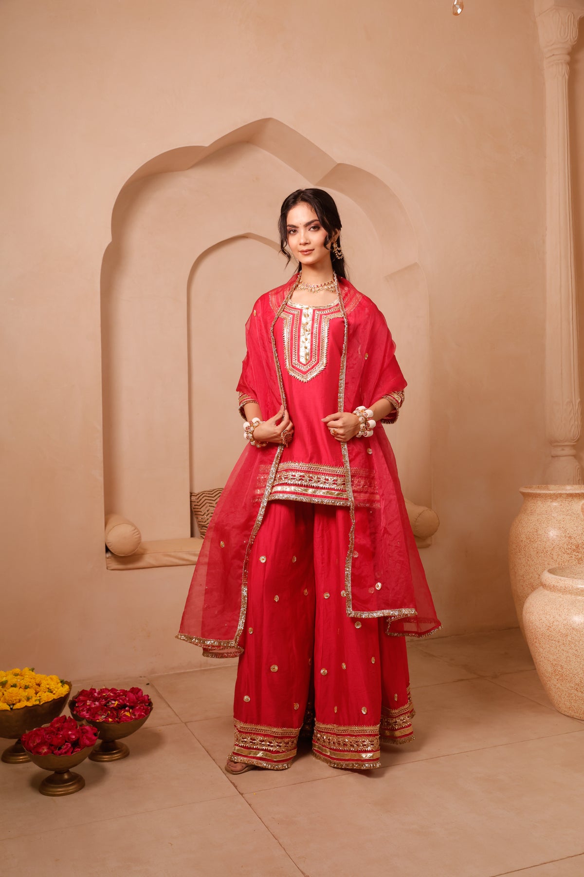 Meher Pink Festive Sharara Set - Image 5