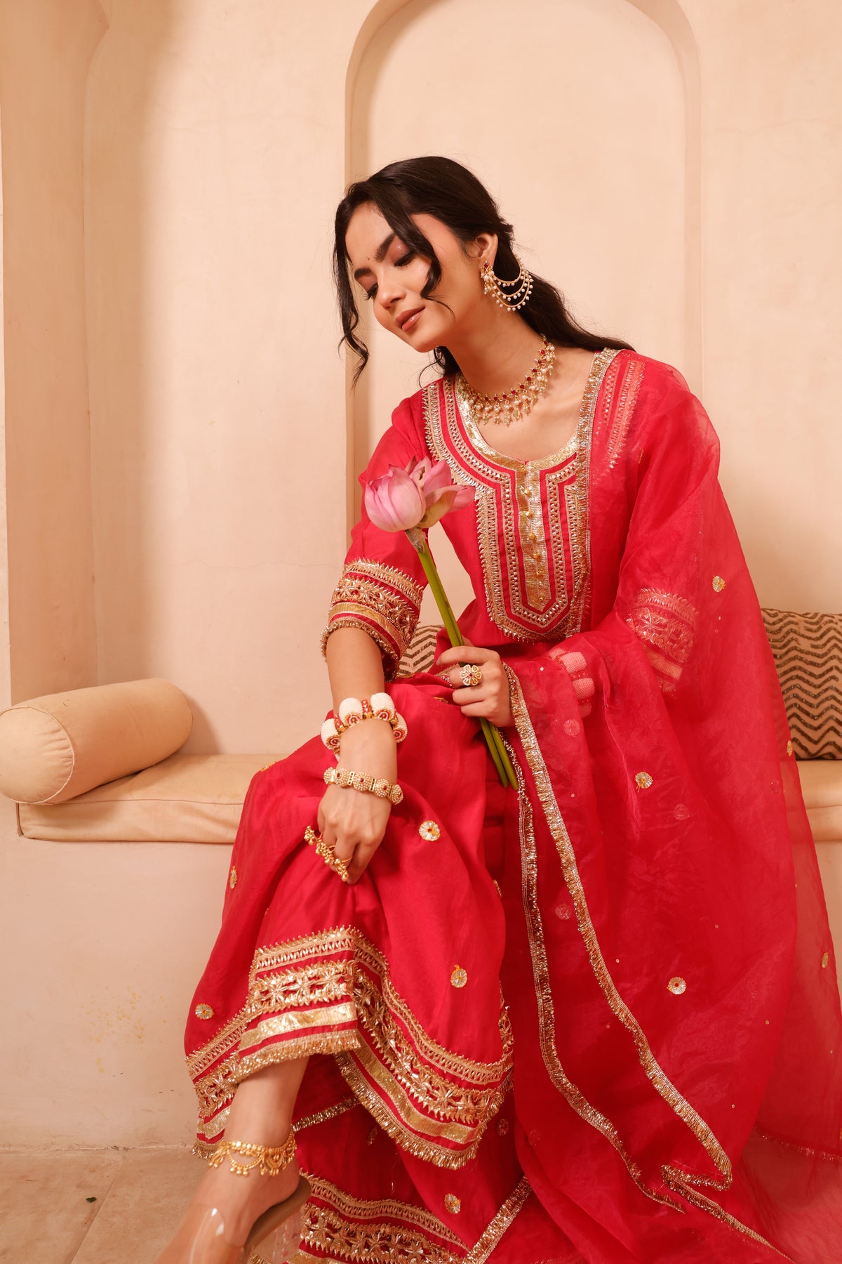 Meher Pink Festive Sharara Set - Image 7