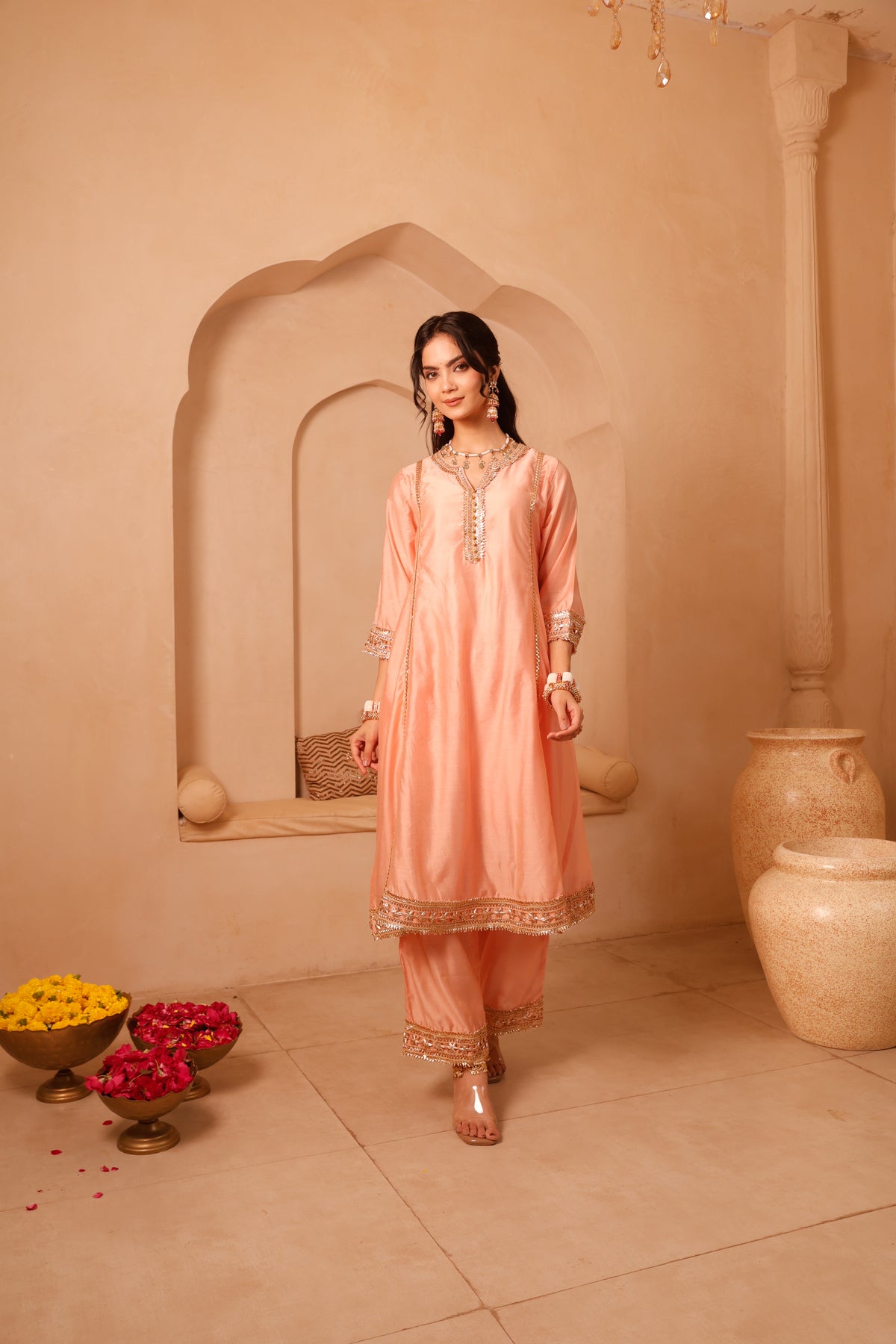 Roshni Peach & Pink Festive Suit Set - Image 3