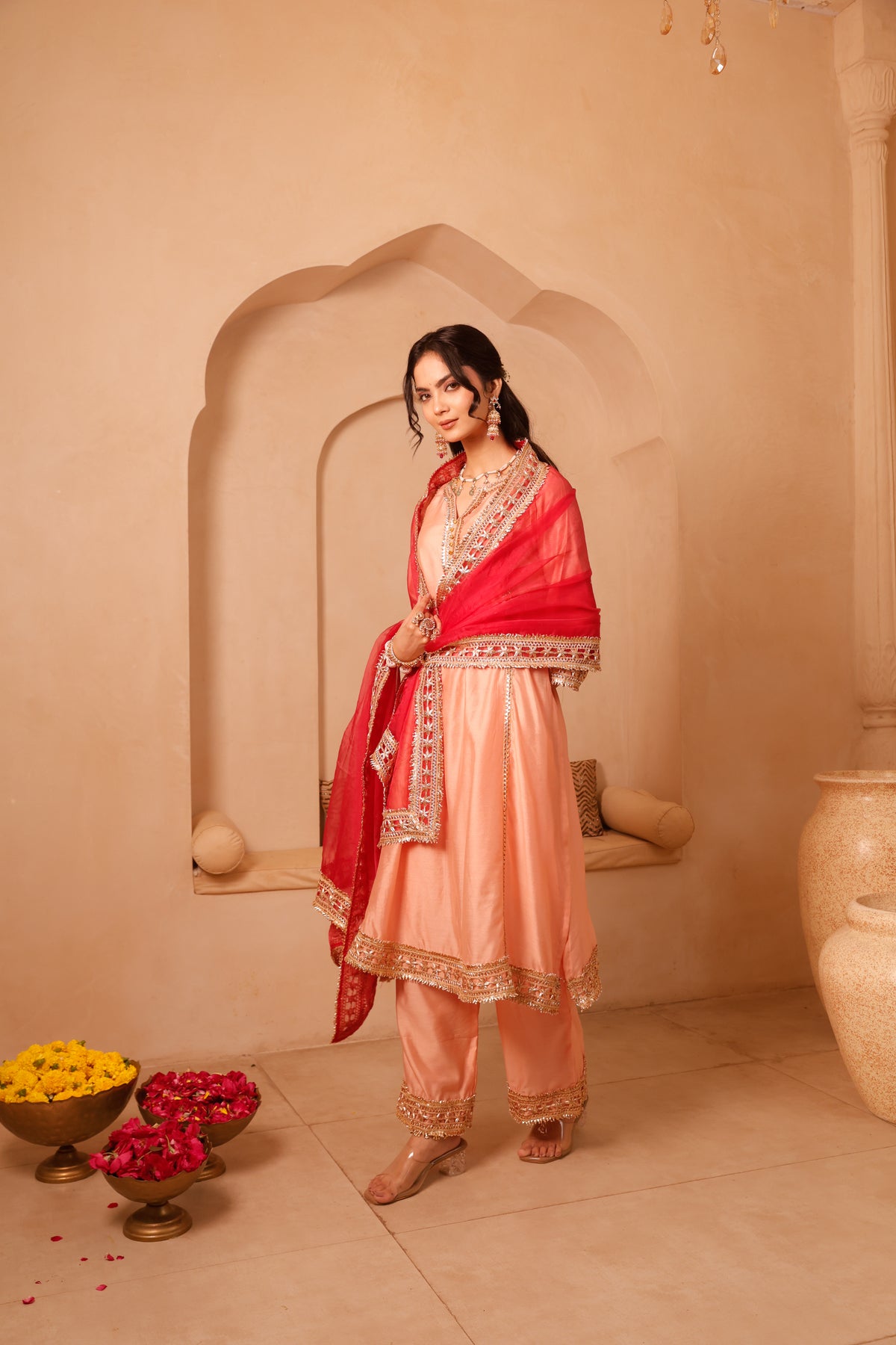Roshni Peach & Pink Festive Suit Set - Image 7