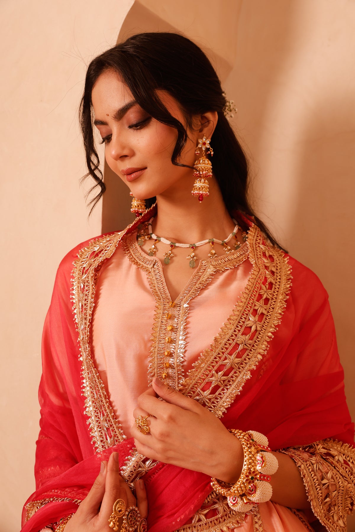 Roshni Peach & Pink Festive Suit Set - Image 9