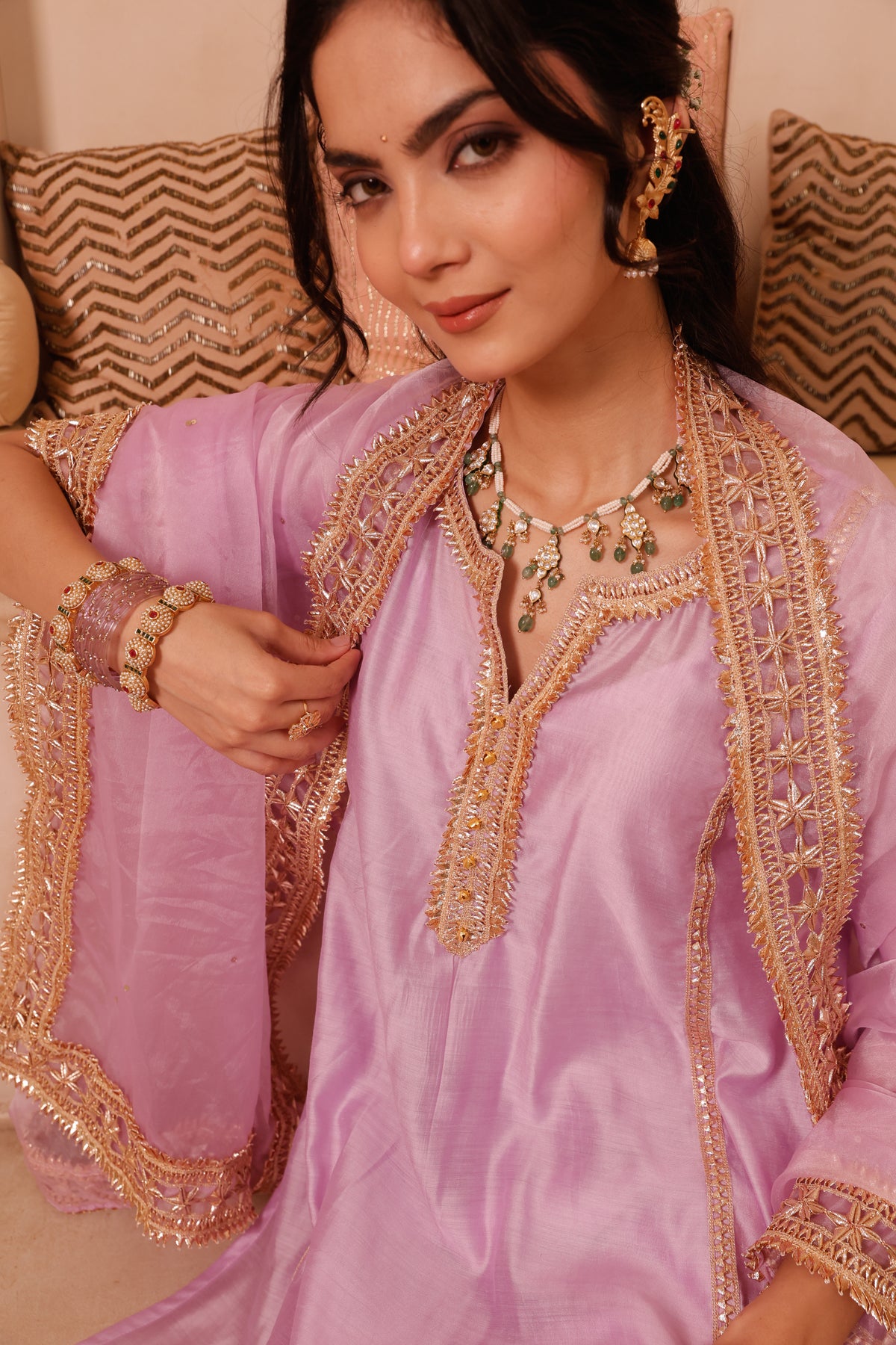 Roshni Lavender Chanderi Festive Suit Set - Image 1