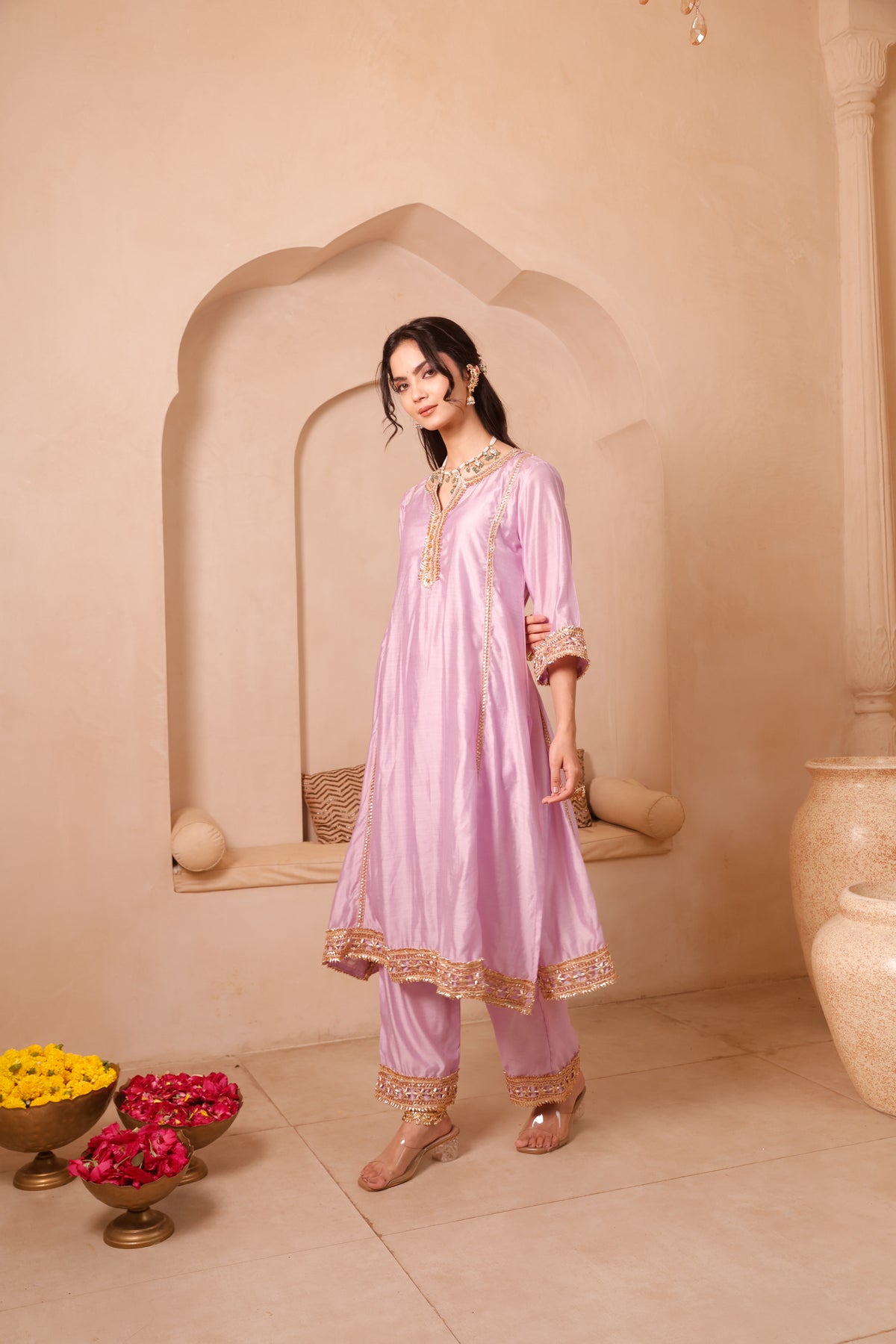 Roshni Lavender Chanderi Festive Suit Set - Image 3