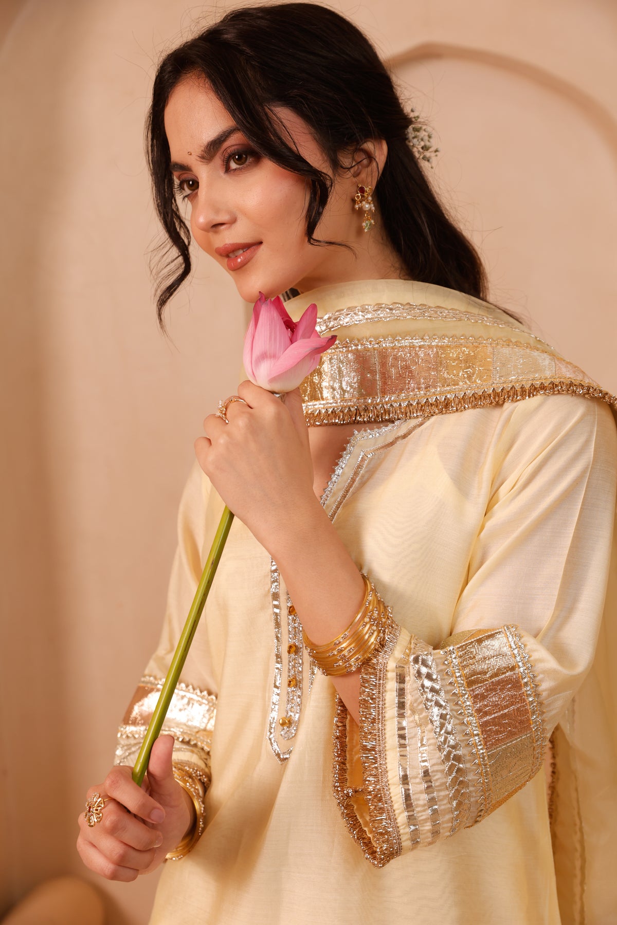 Sitara light yellow Gota Festive Suit Set - Image 1