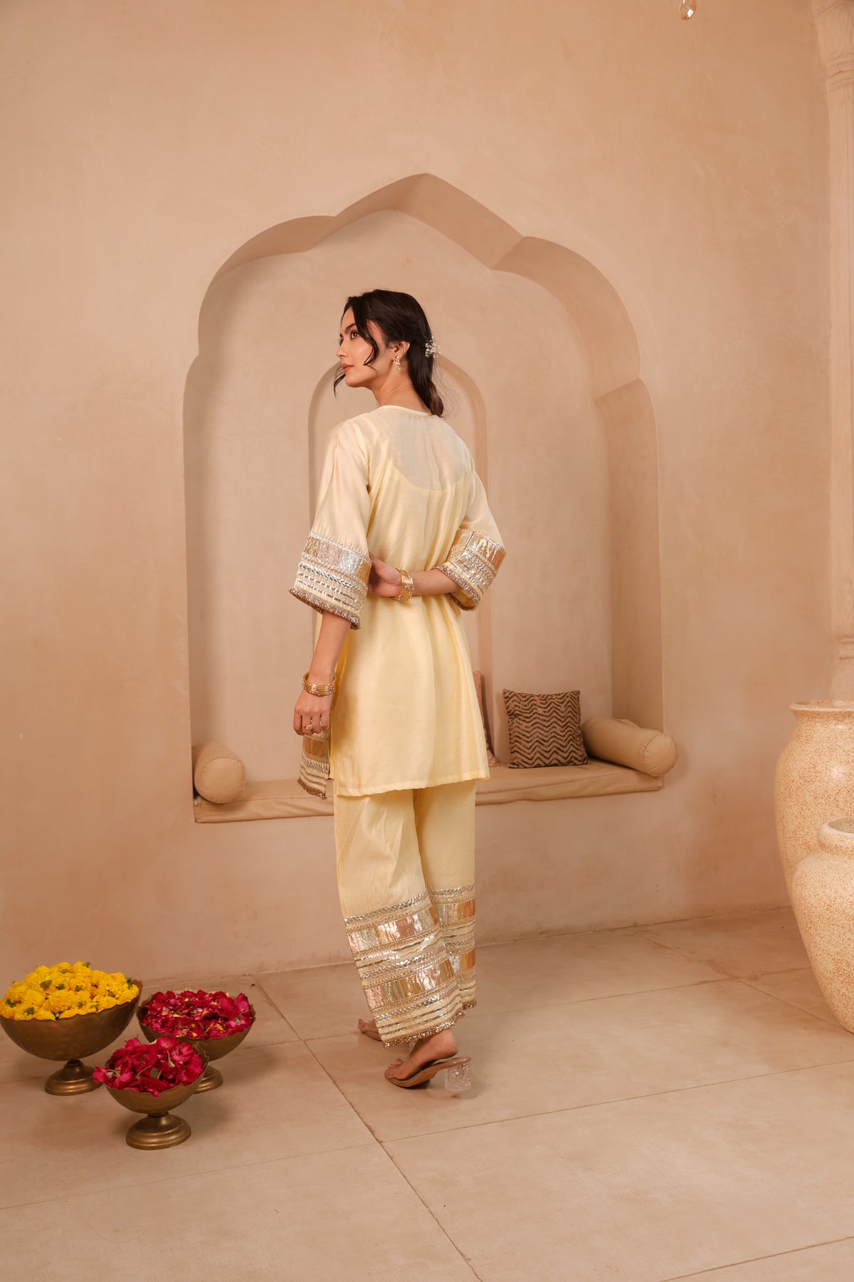 Sitara light yellow Gota Festive Suit Set - Image 2