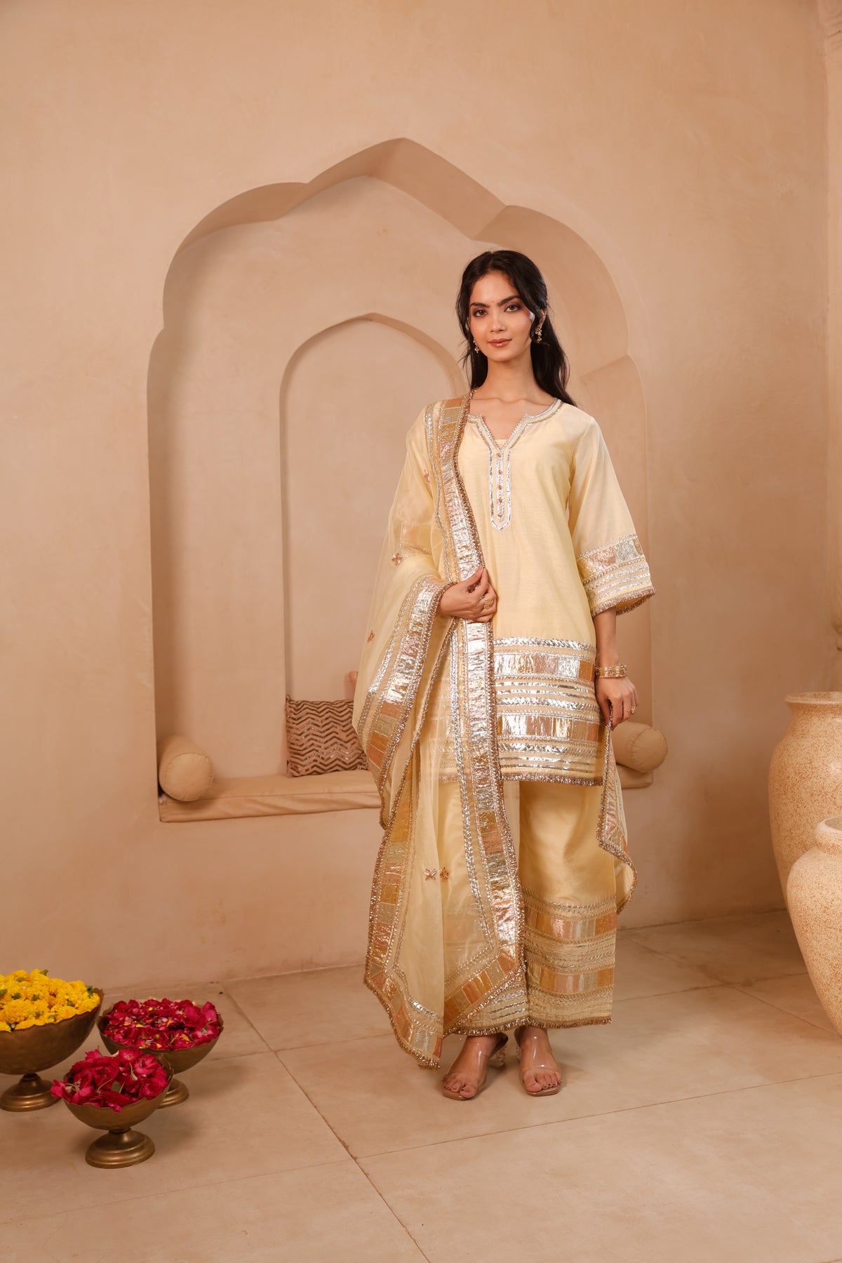 Sitara light yellow Gota Festive Suit Set - Image 6