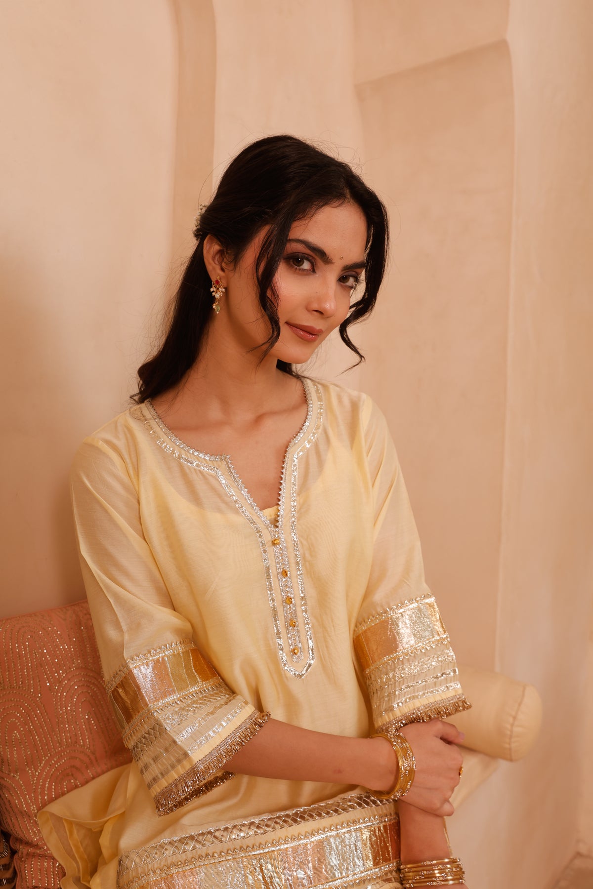 Sitara light yellow Gota Festive Suit Set - Image 11