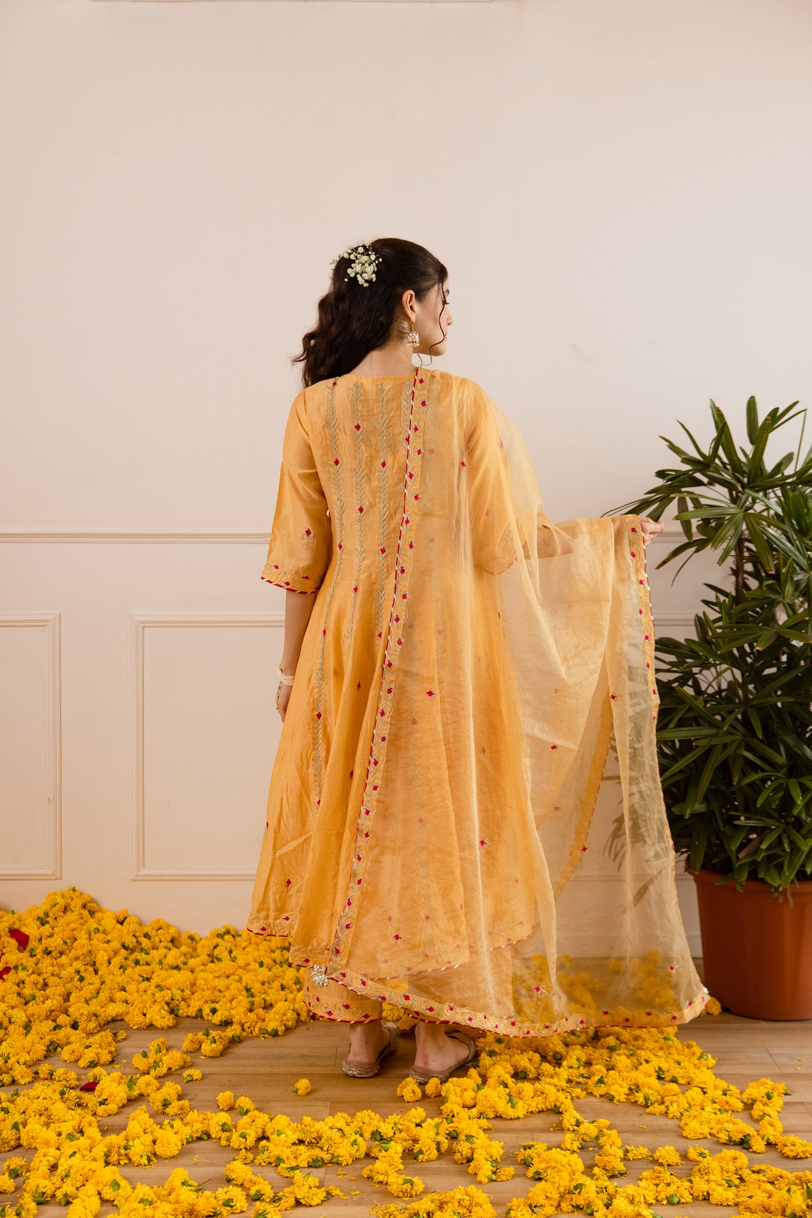 Yellow Sunshine Chanderi Zari Anarkali Suit - Asrumo