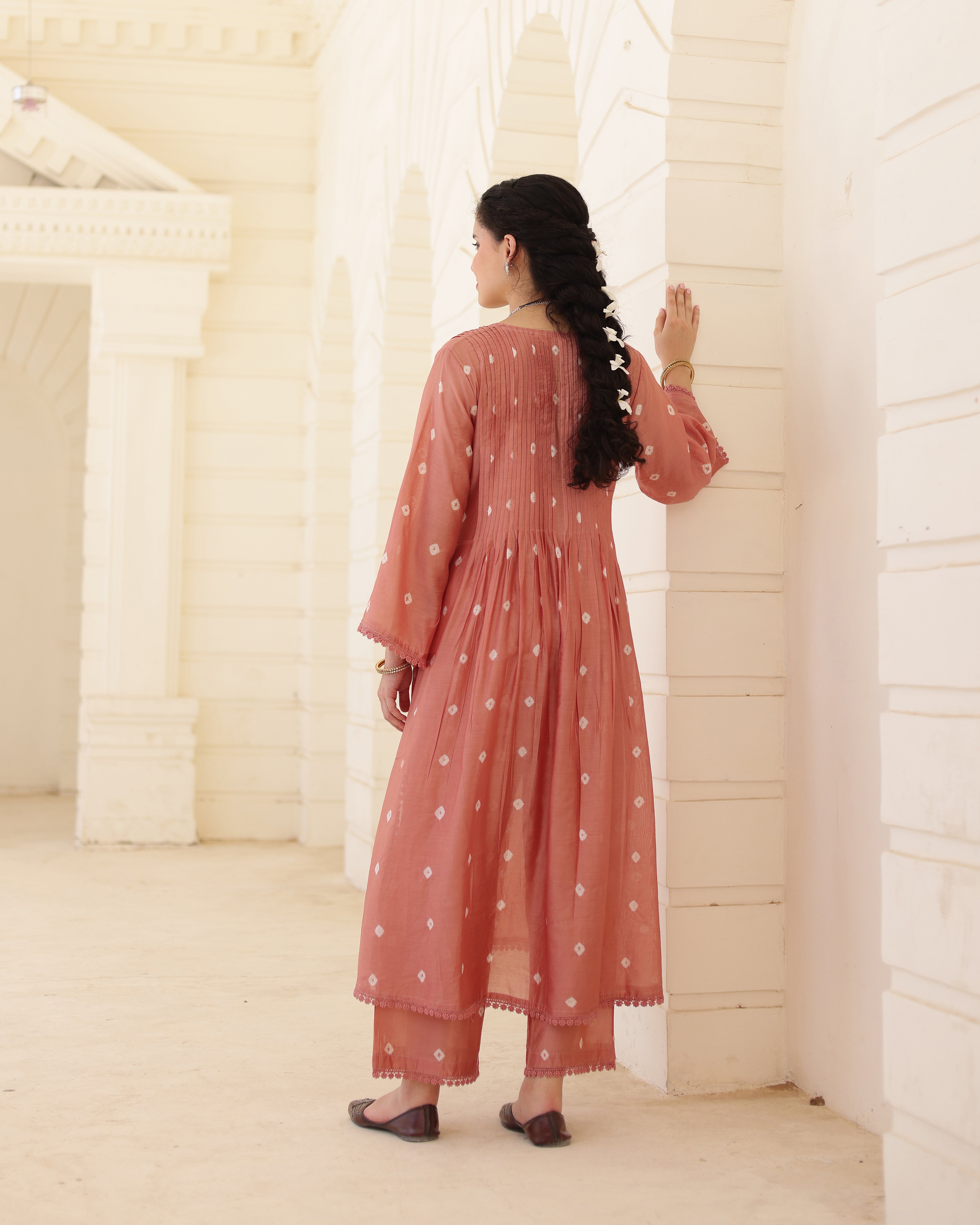 Terra Bloom Chanderi Hand Bandhej Suit Set with Dupatta