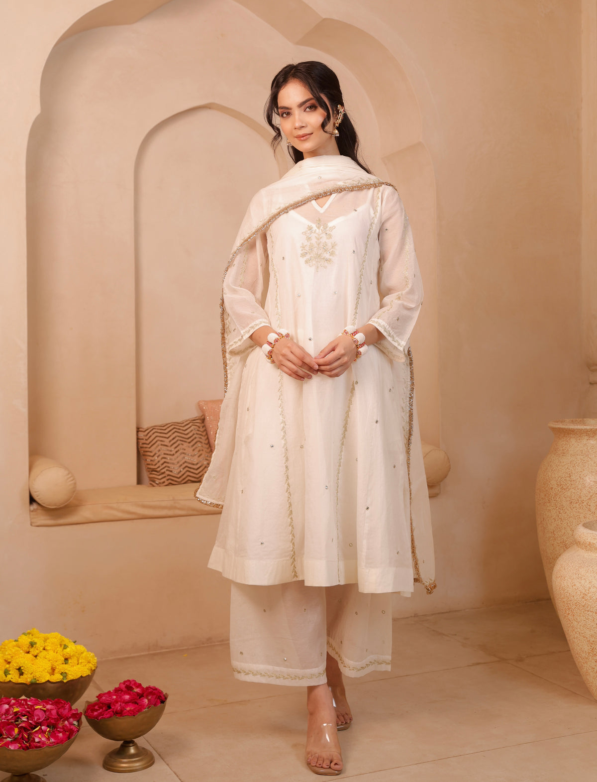 Noor Ivory Chanderi Suit Set