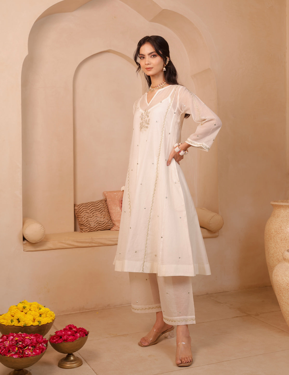Noor Ivory Chanderi Suit Set