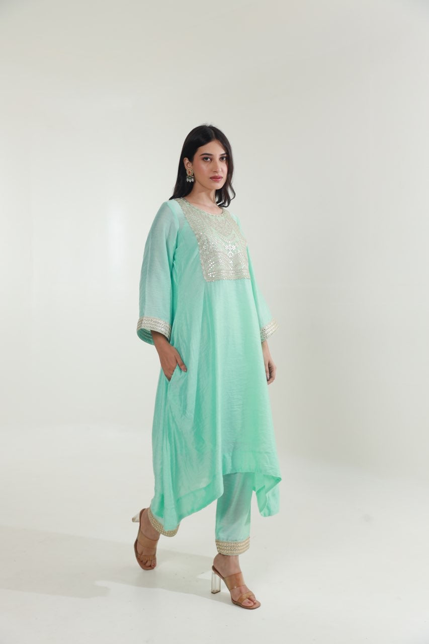 Sky Chanderi Straight Set Asrumo