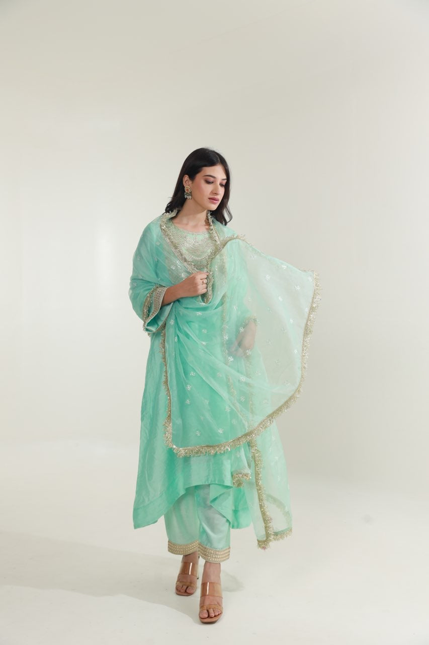 Sky Chanderi Straight Set Asrumo