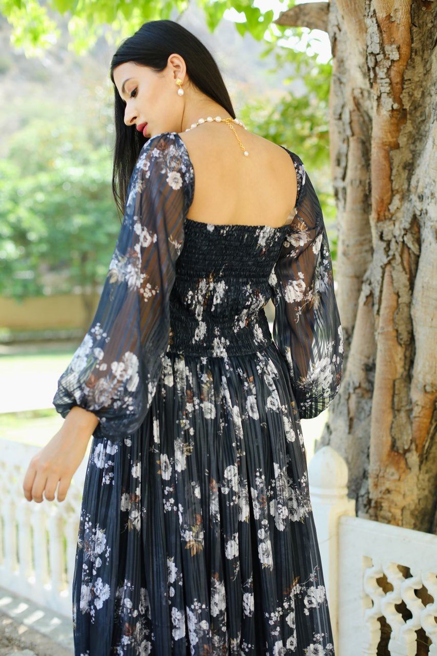 Flora darkish blue dress Asrumo