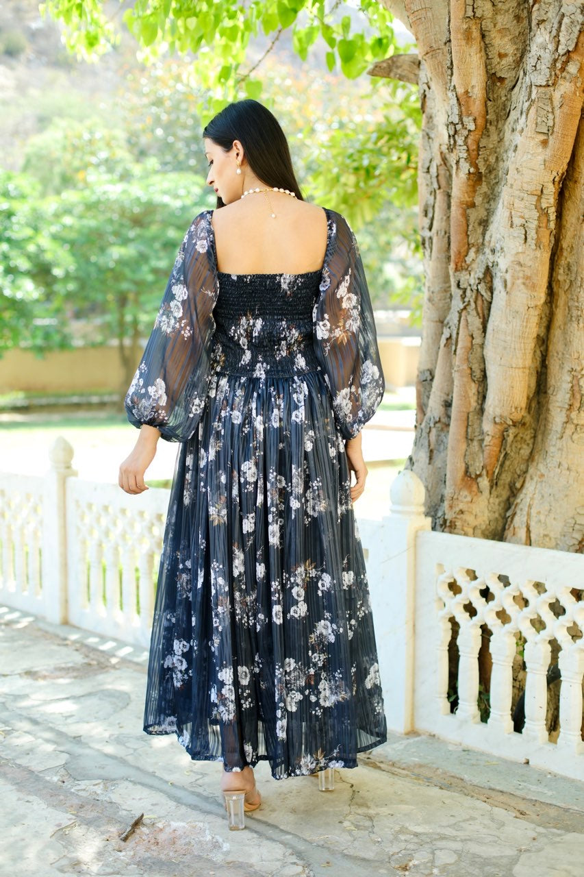 Flora darkish blue dress Asrumo