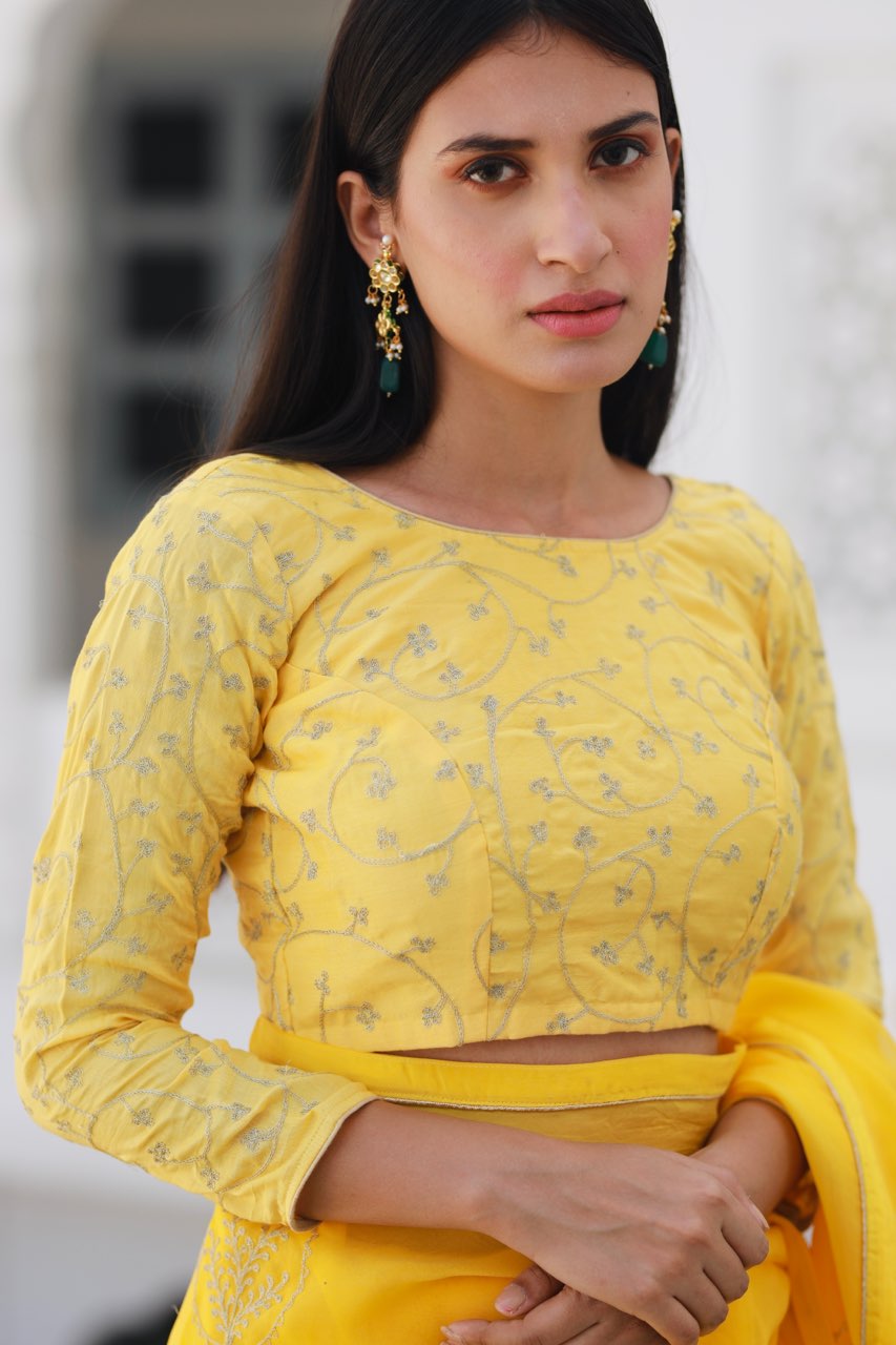 Shreeja yellow viscose silk organza saree Asrumo