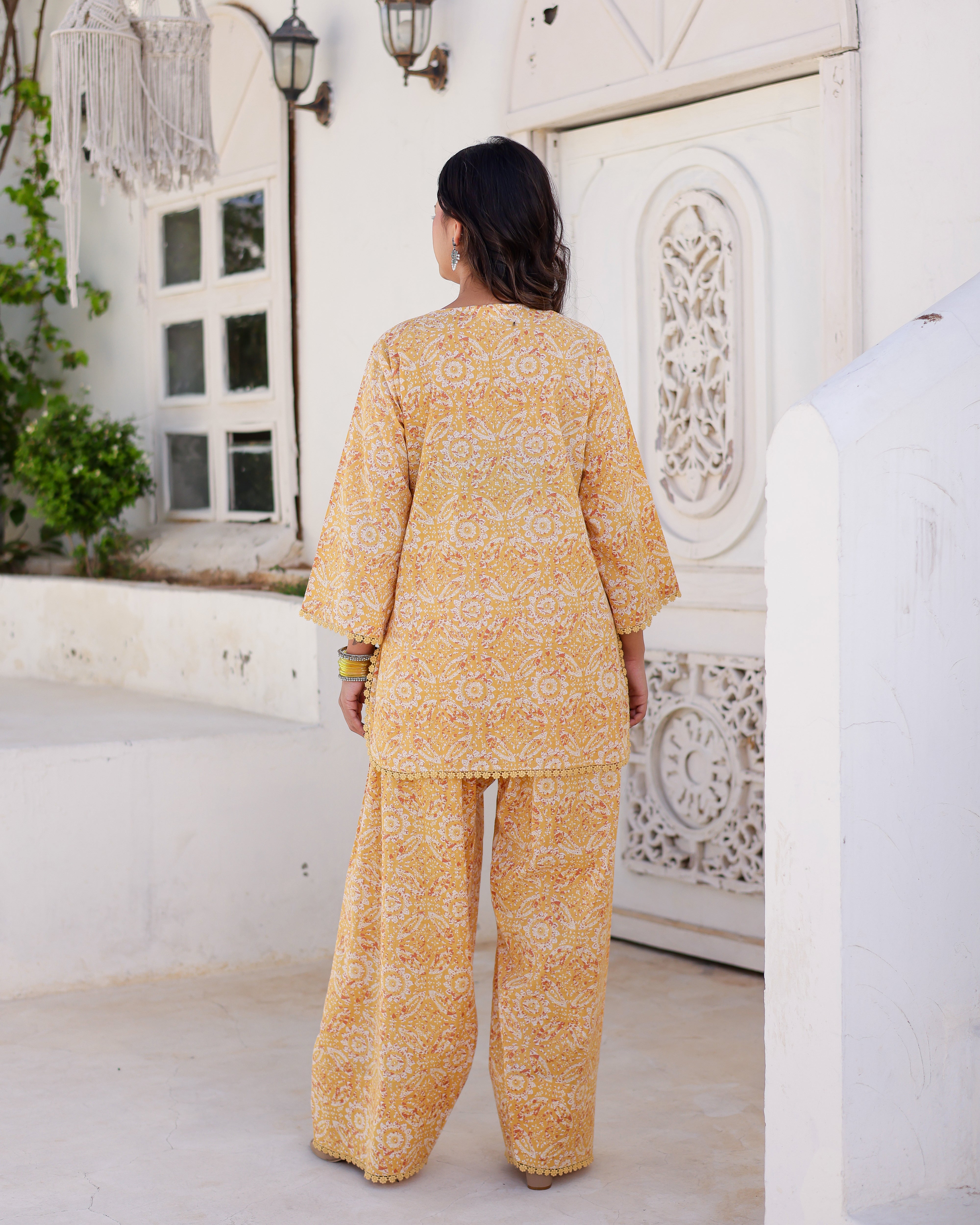 YELLOW HANDBLOCK SALWAR Straight Suit Set - 001A0386.JPG