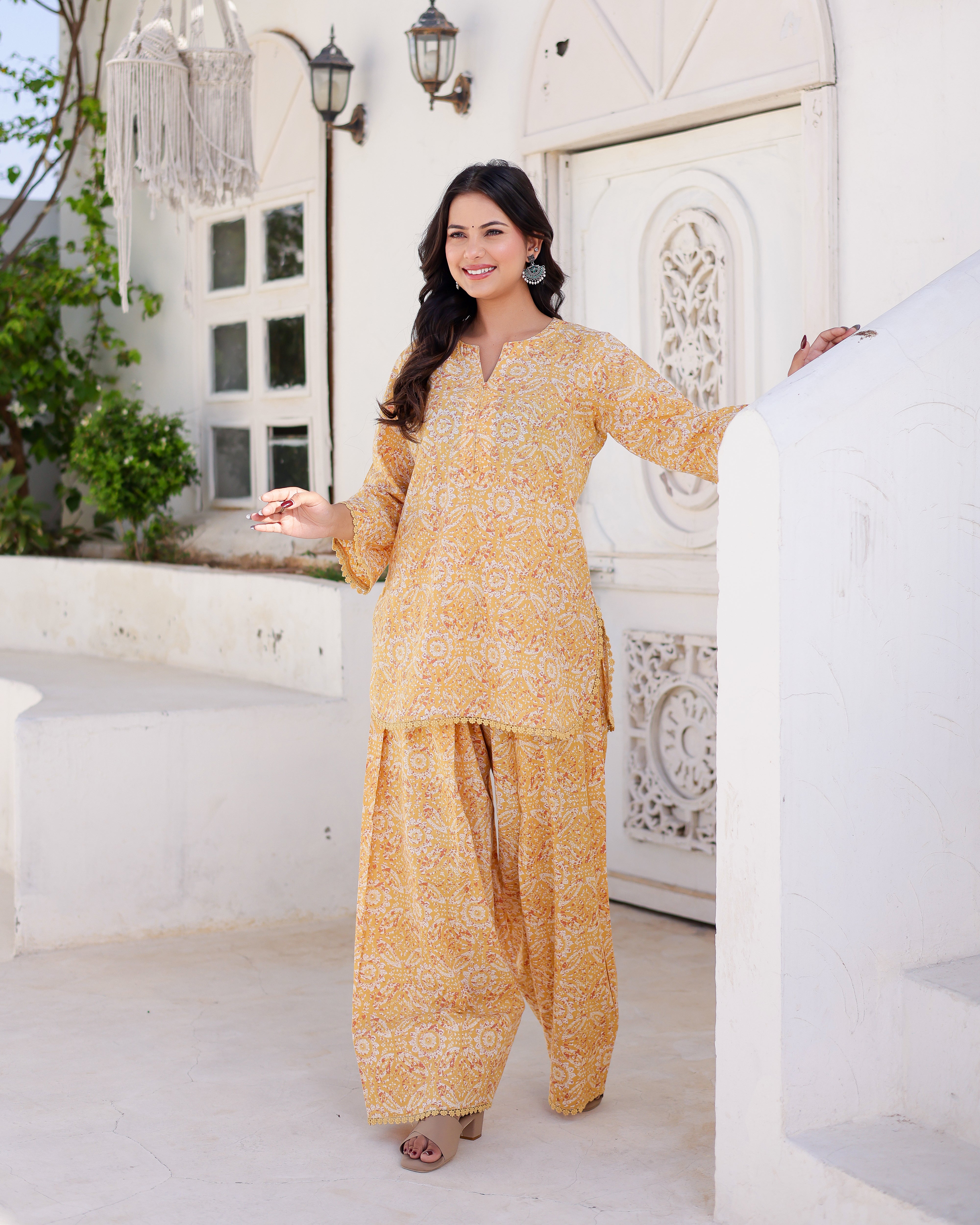 YELLOW HANDBLOCK SALWAR Straight Suit Set - 001A0387.JPG