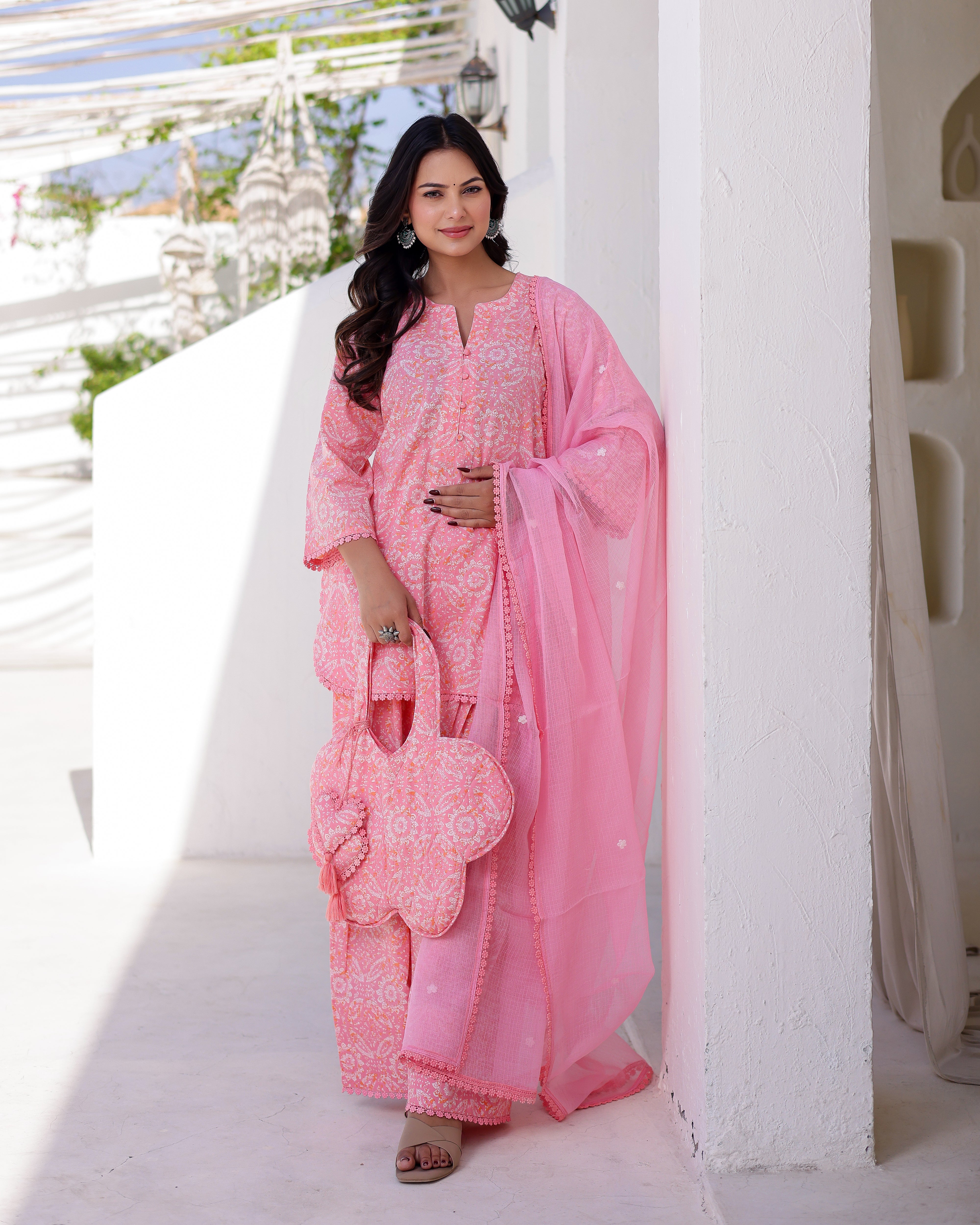 PINK HANDBLOCK FARSHI SALWAR  Straight Suit Set - 001A0484.JPG