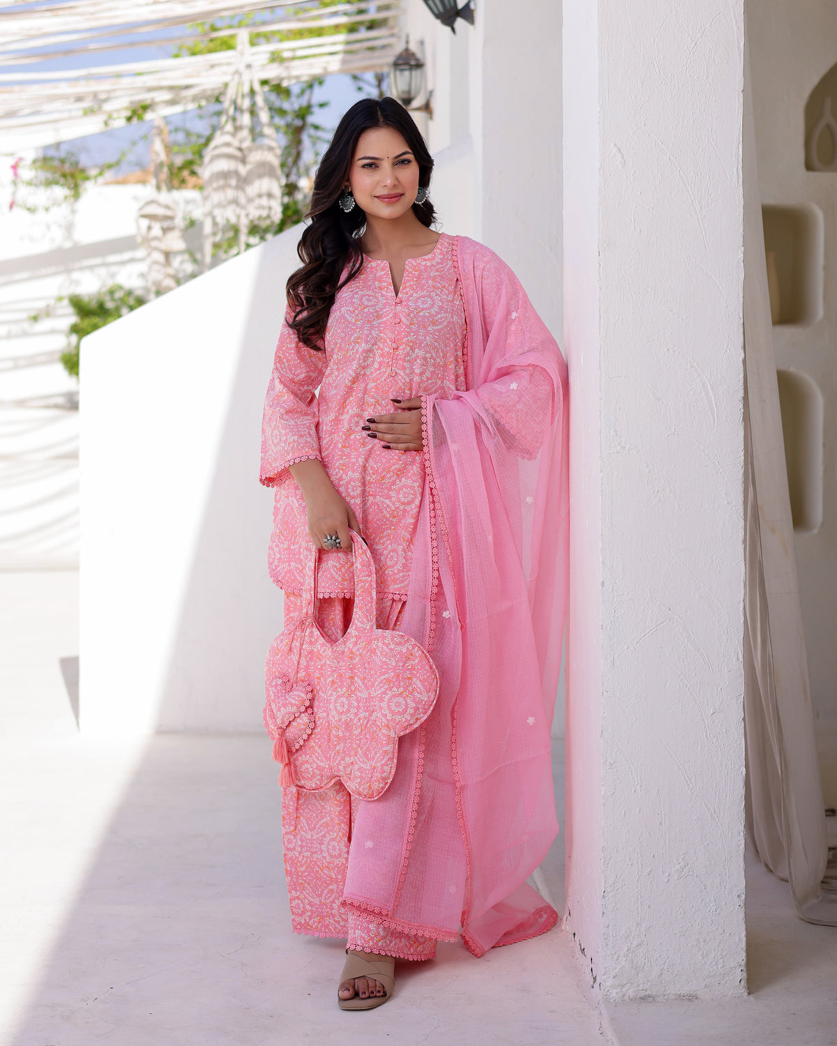 PINK HANDBLOCK FARSHI SALWAR  Straight Suit Set - 001A0452.JPG