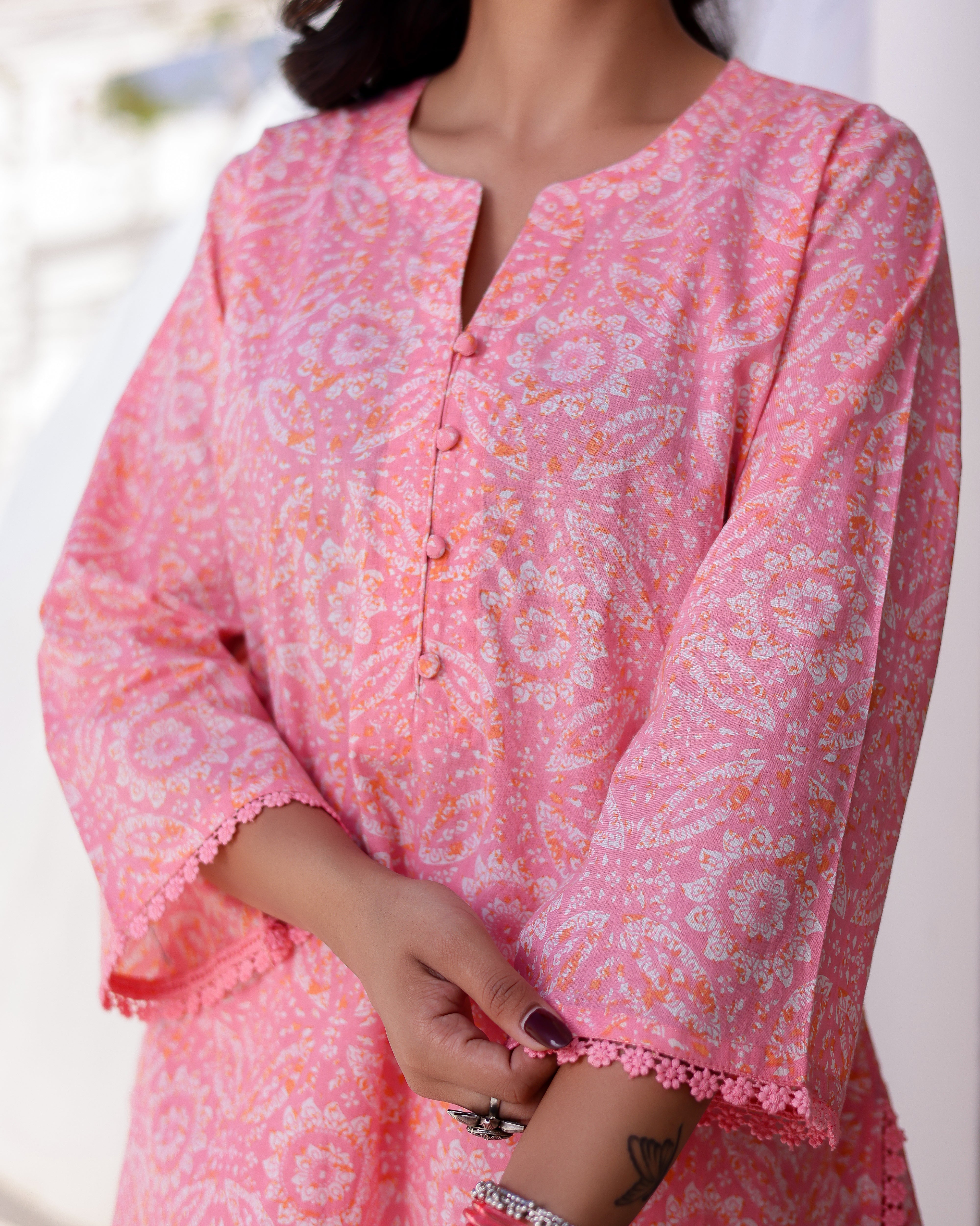 PINK HANDBLOCK FARSHI SALWAR  Straight Suit Set - 001A0498.JPG