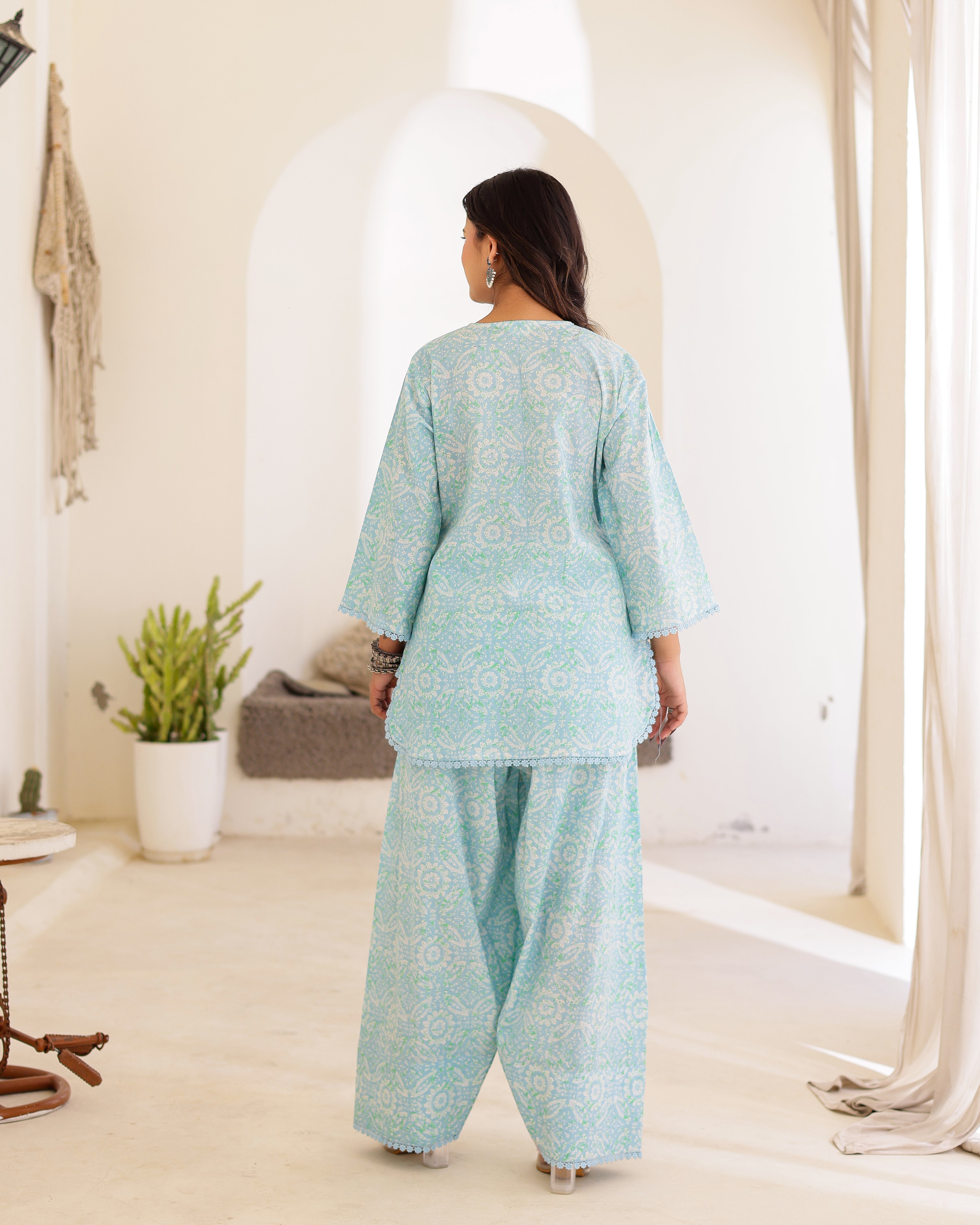 SKY BLUE HANDBLOCK FARSHI SALWAR Straight  Suite set - 001A0508.JPG
