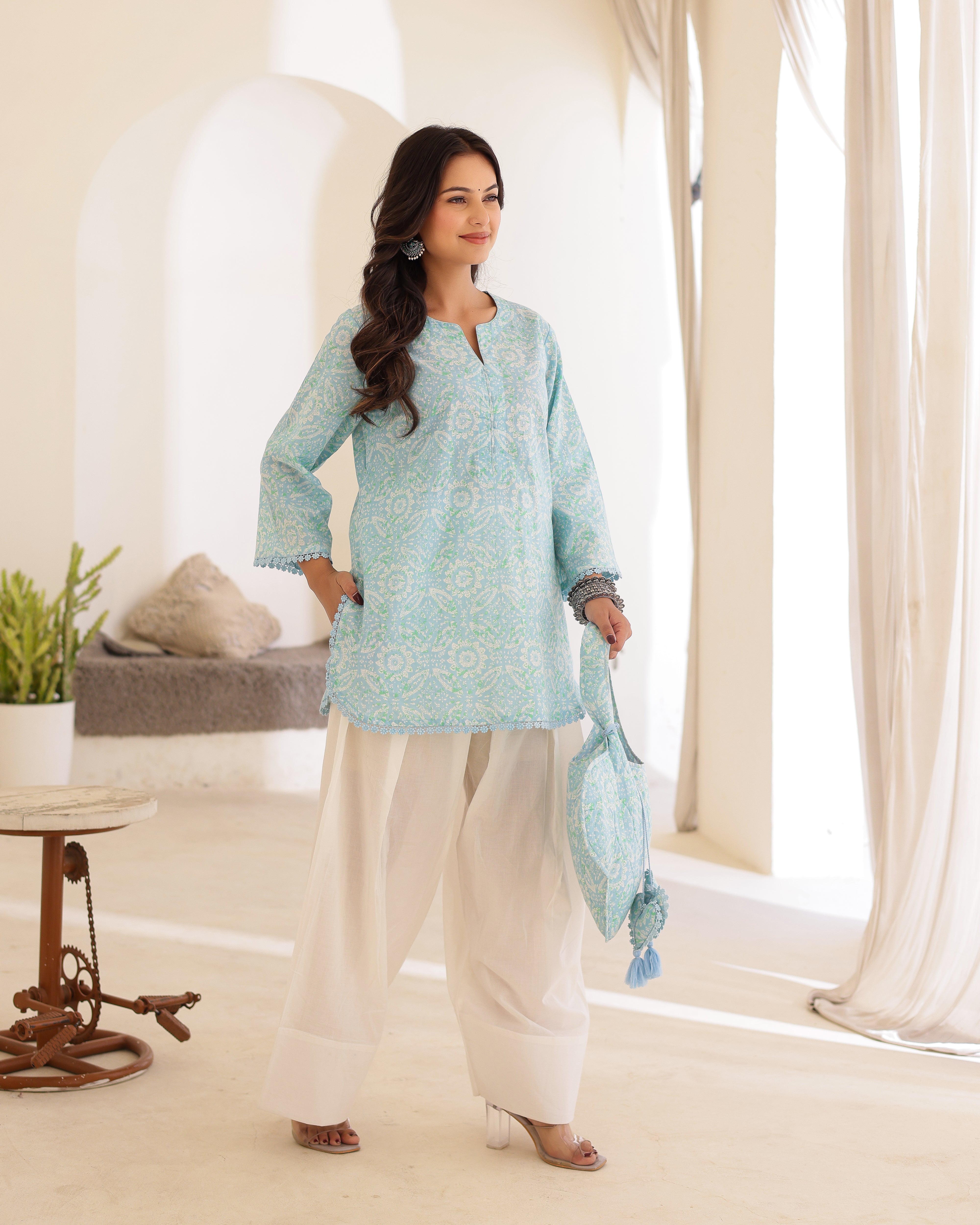 SKY BLUE HANDBLOCK FARSHI SALWAR Straight  Suite set - 001A0540.JPG