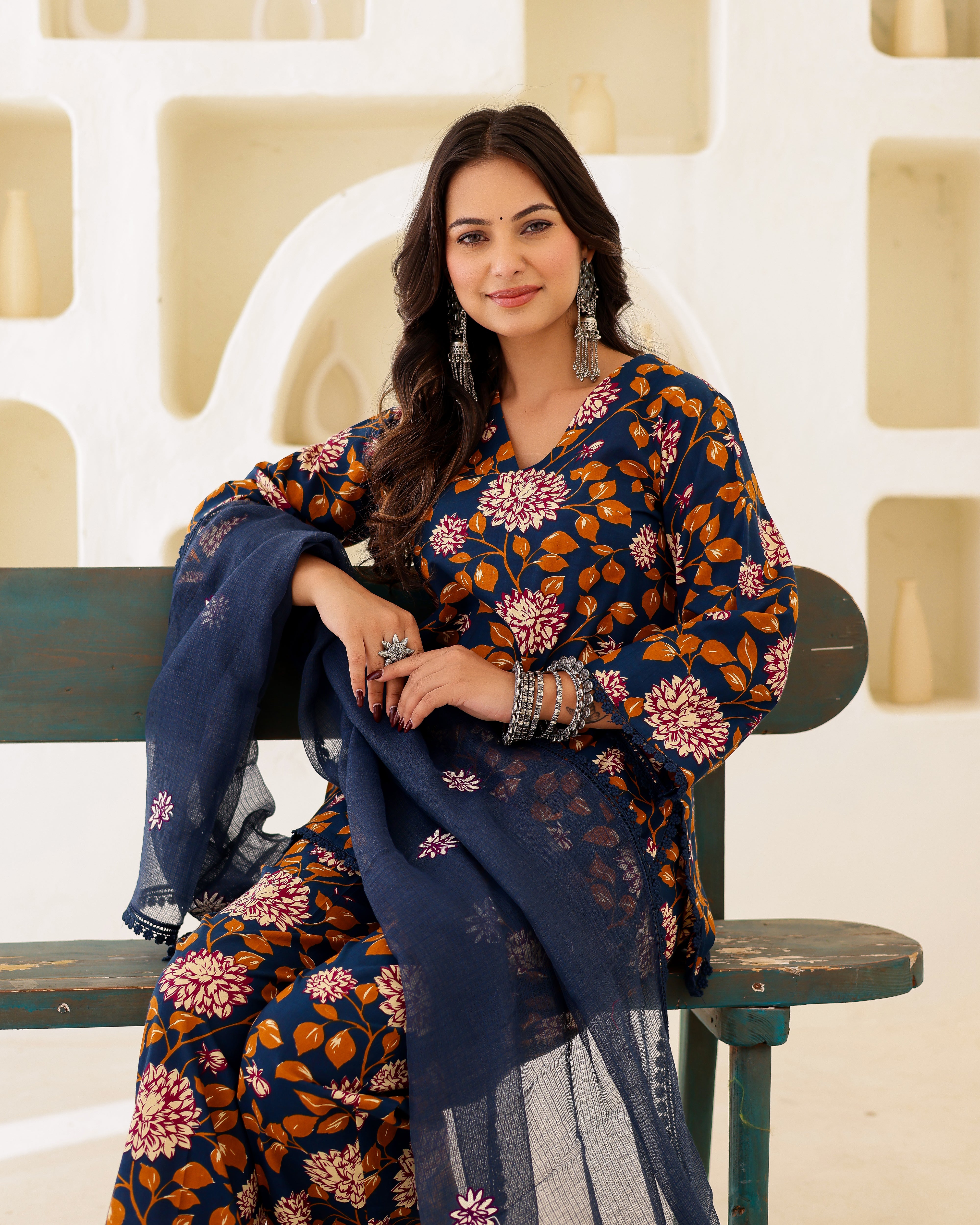 NAVY BLUE  HANDBLOCK  Straight Suit Set - 001A0612.JPG