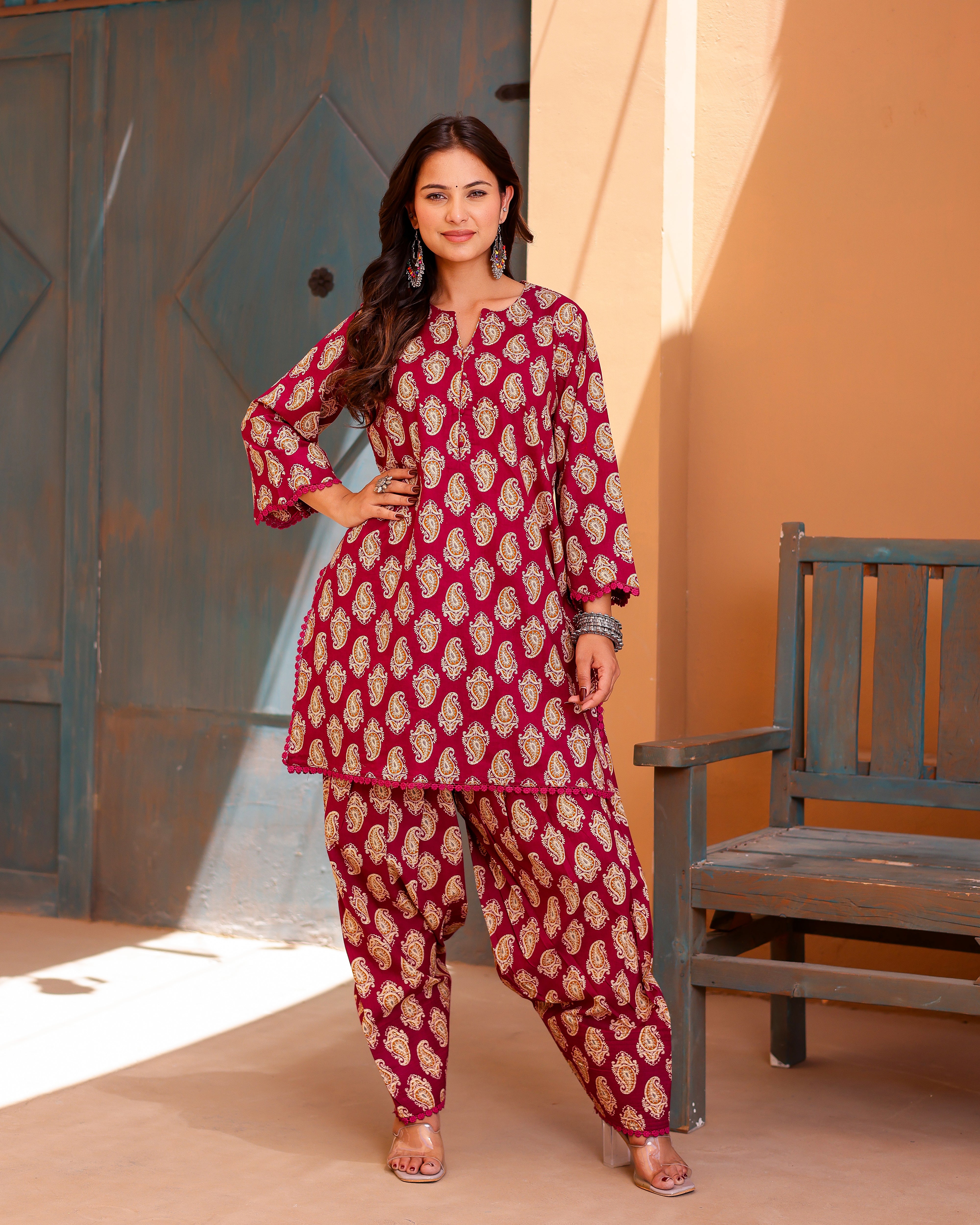 Magenta Paisley Handblock Suit Set - 001A0803.JPG