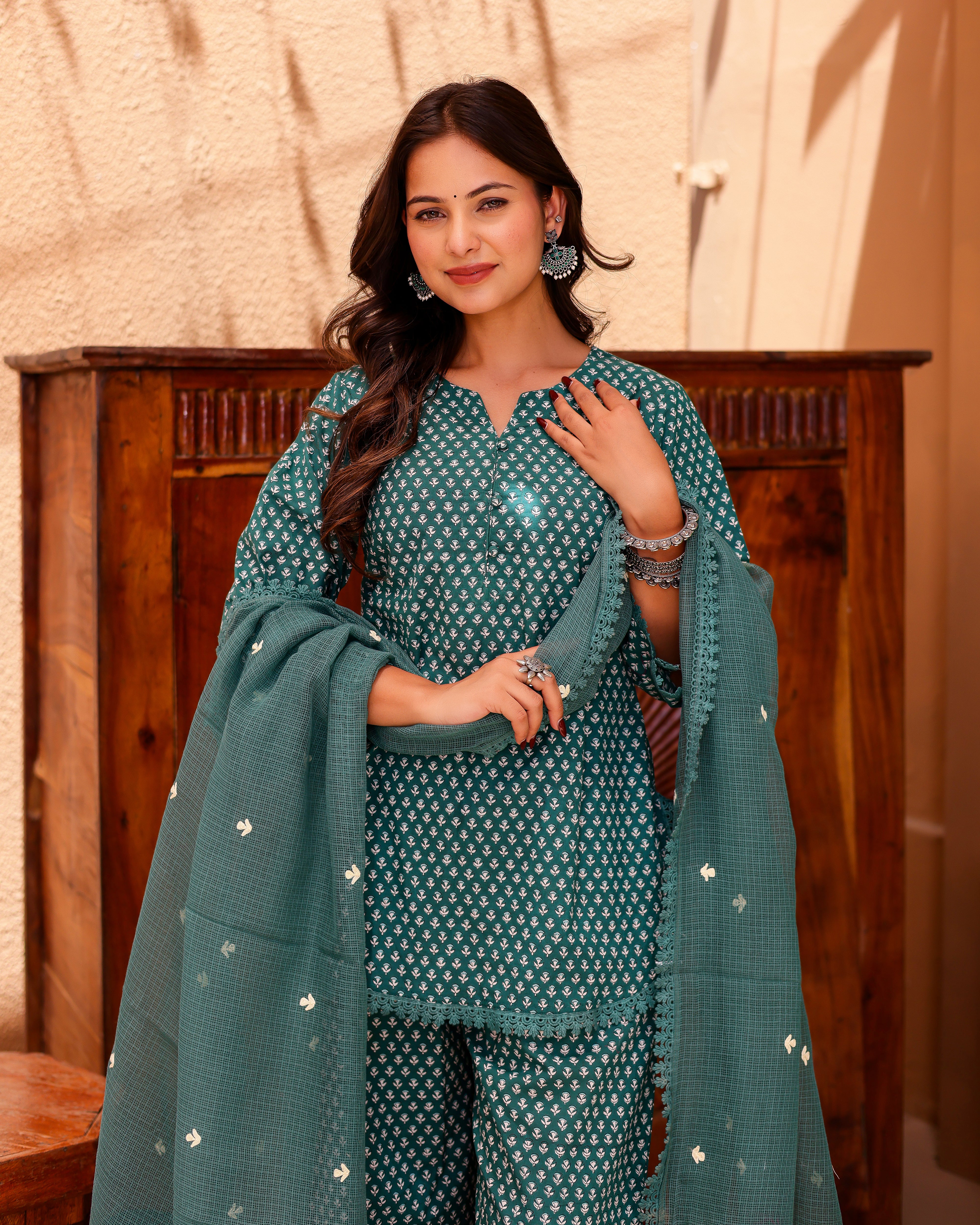 Rama Green Handblock Suit Set - 001A0898.JPG