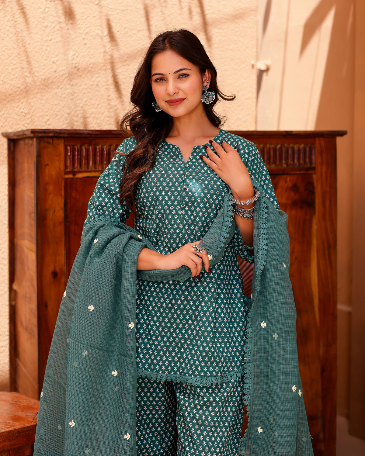 Rama Green Handblock Suit Set - 001A0889.JPG