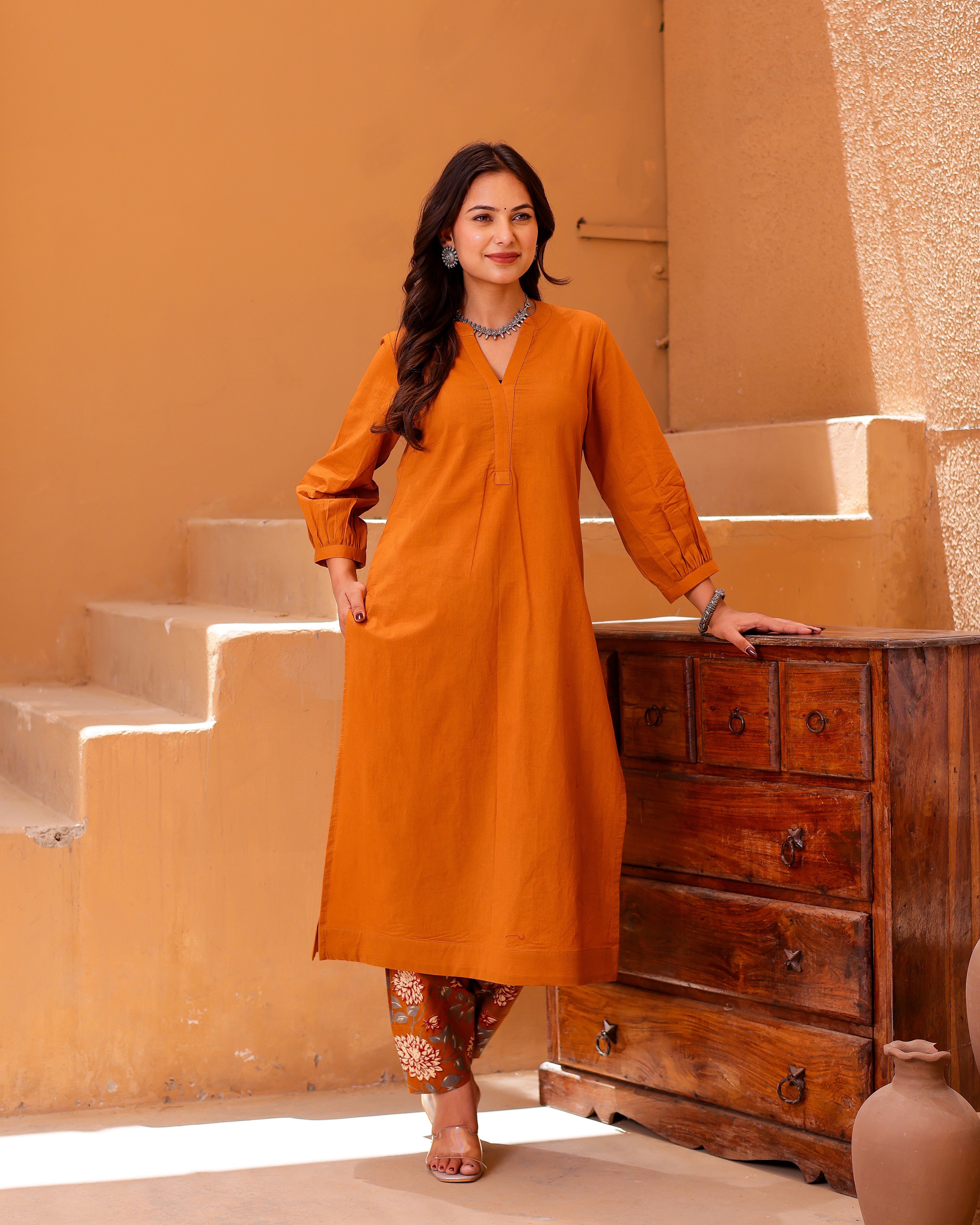 Yellow Paisley Handblock Suit Set - 001A0976.JPG