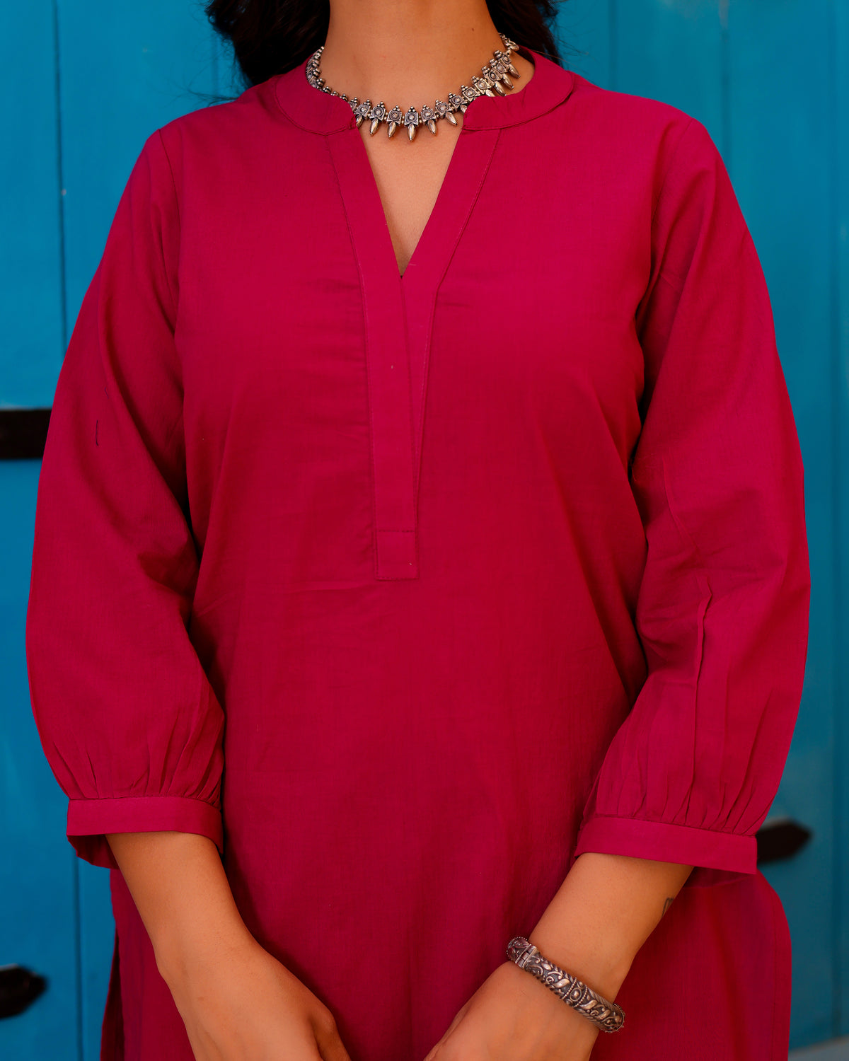 Magenta Paisley Handblock Suit Set - Asrumo