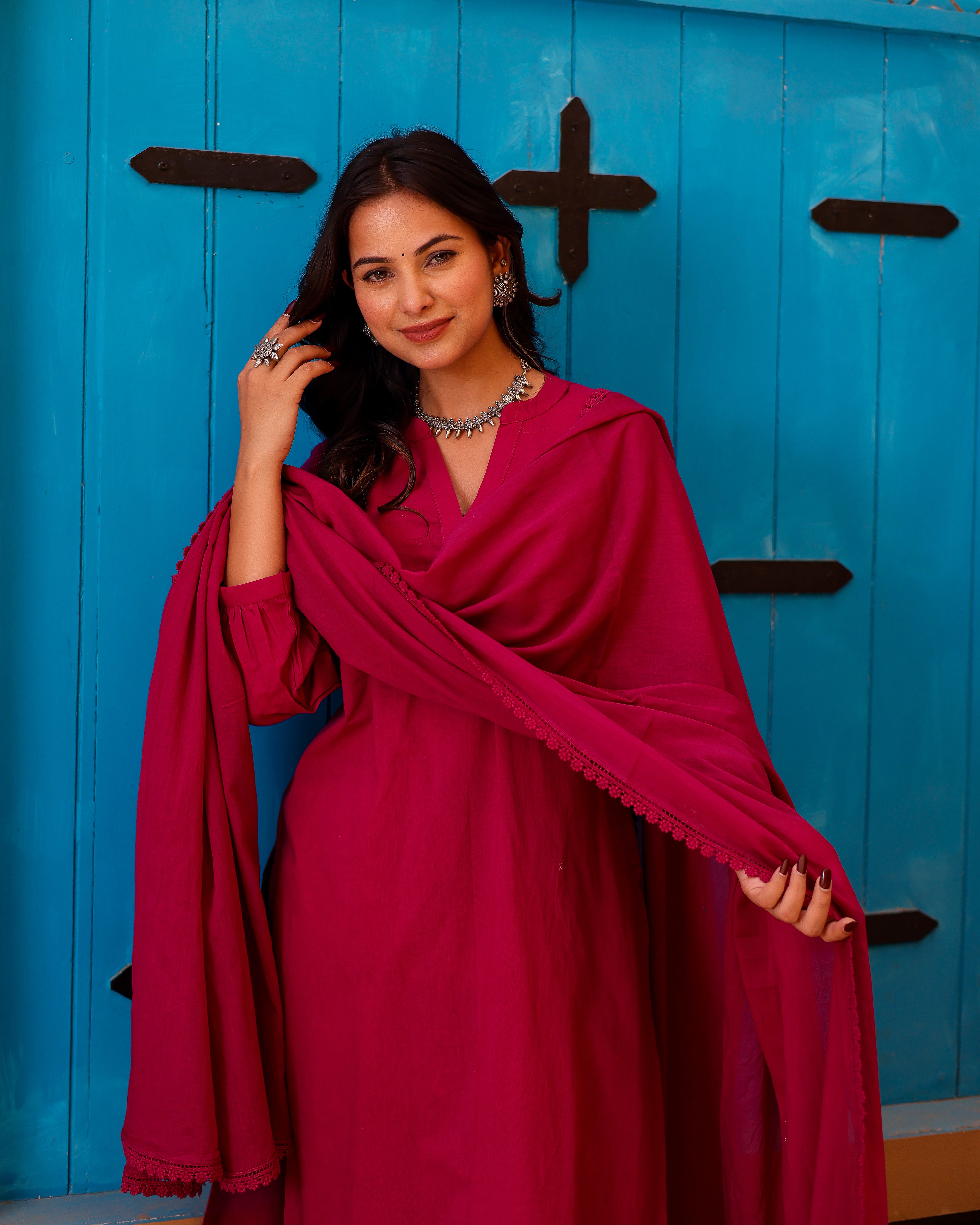 Magenta Paisley Handblock Suit Set - 001A1050.JPG