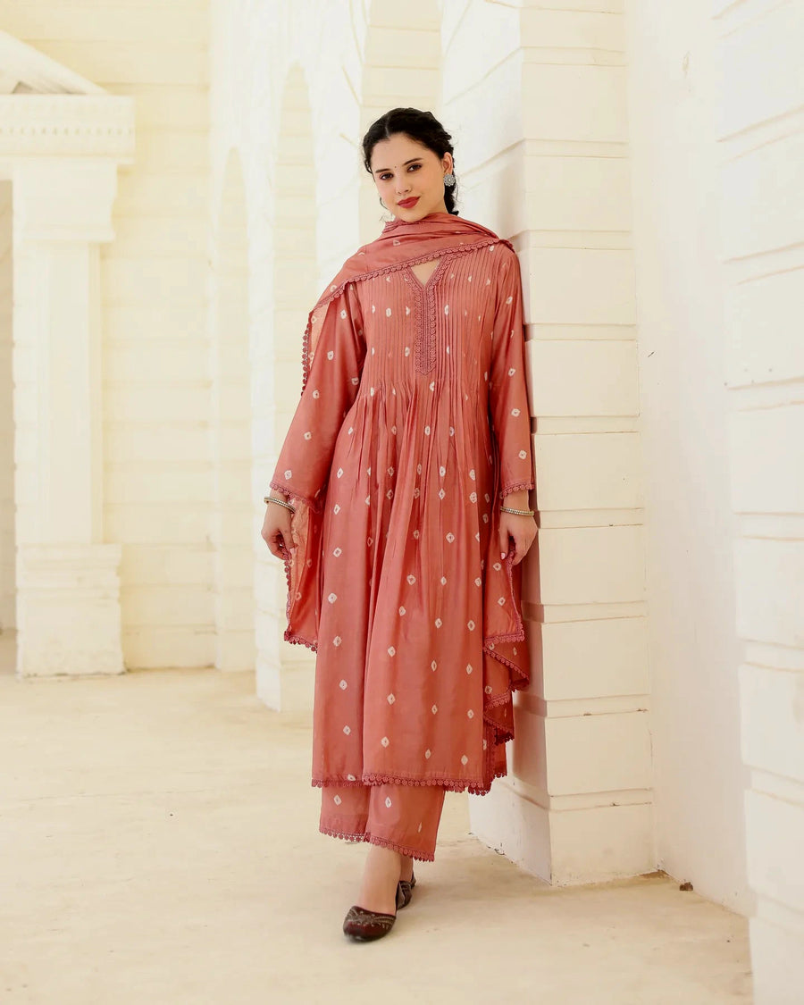 Terra Bloom Chanderi Hand Bandhej Suit Set with Dupatta - AS-TTME-24 (4)