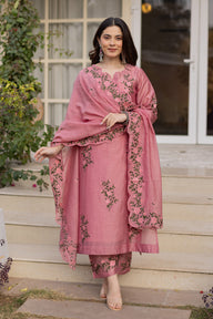 Guldasta pink chanderi suit set  matching chanderi dupatta