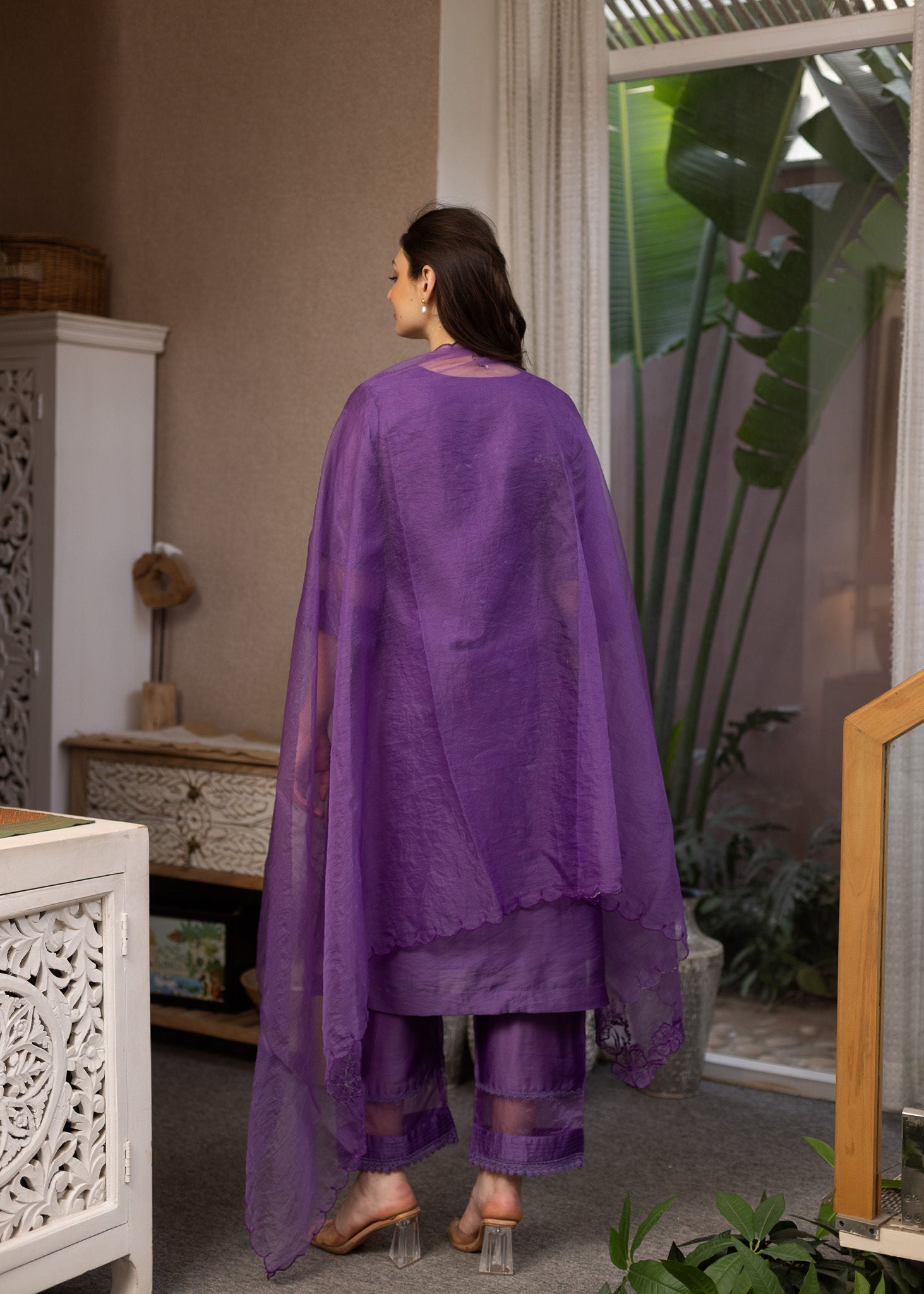 Purple Gemstone Chanderi Suit set