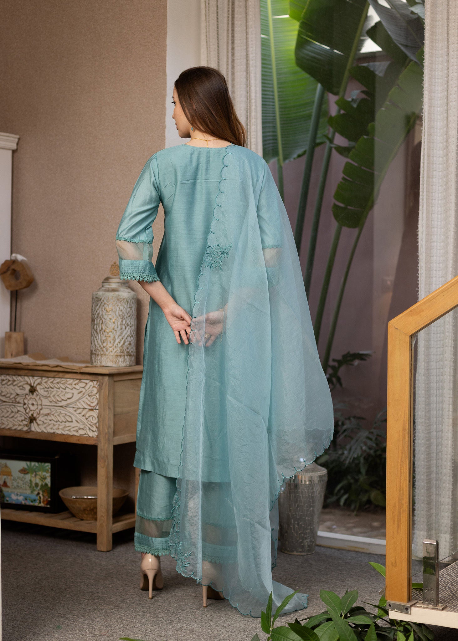 Mint Green Chanderi Suit set