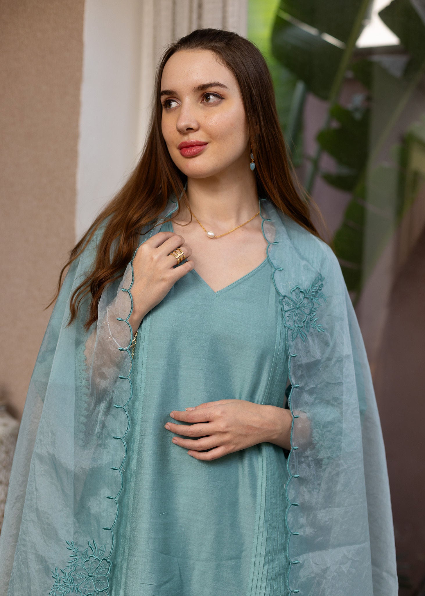 Mint Green Chanderi Suit set