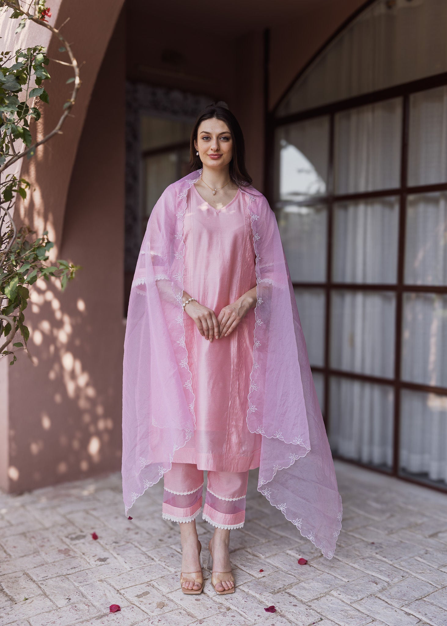 Blush Pink Chanderi Suit set