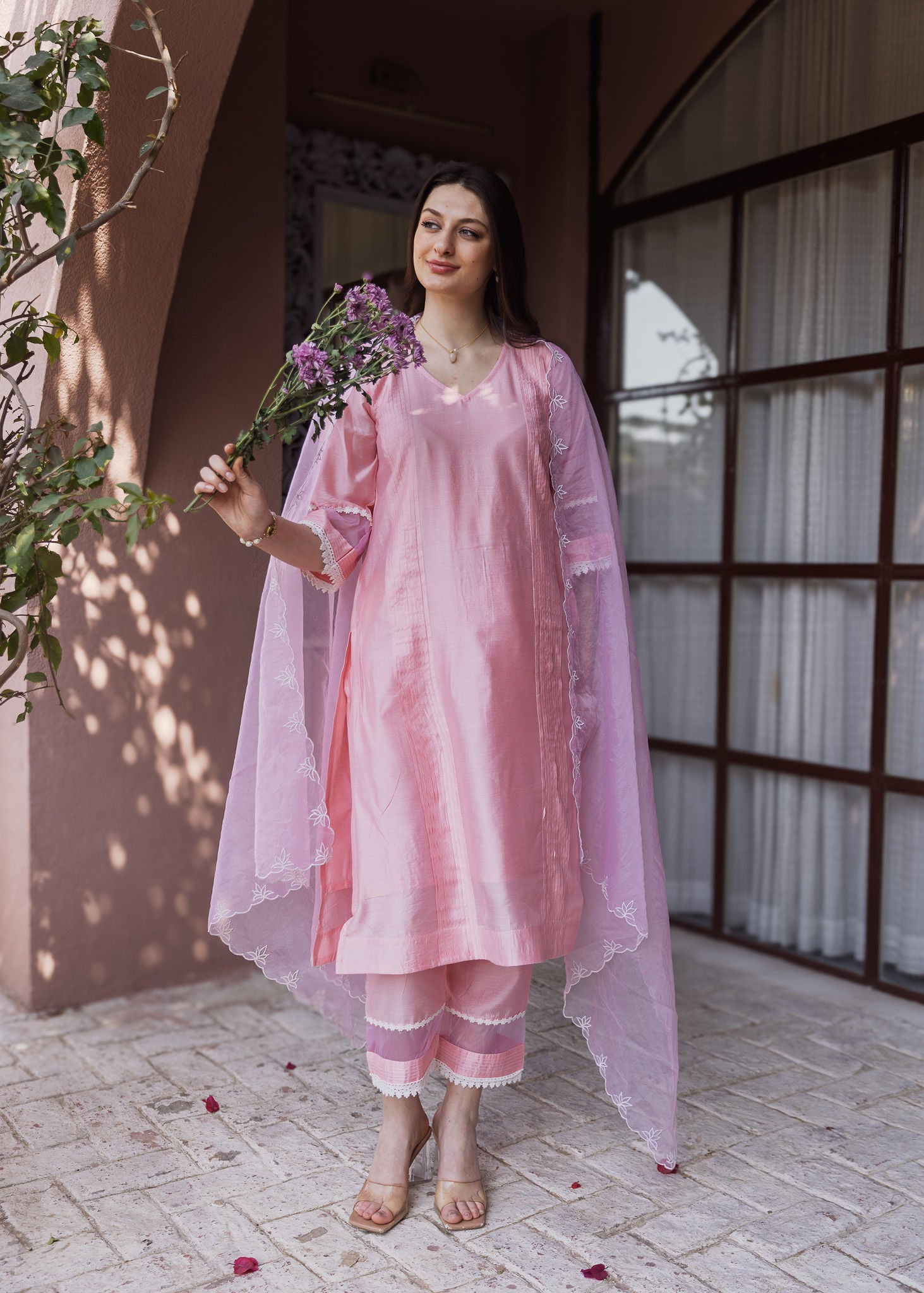 Blush Pink Chanderi Suit set