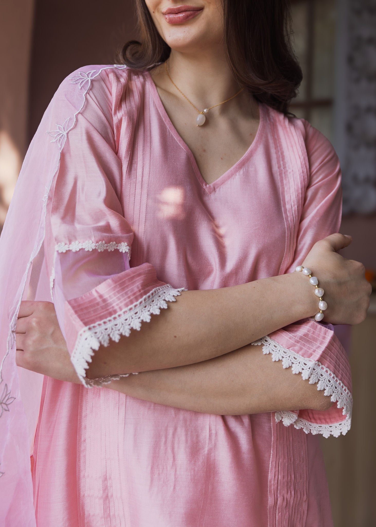 Blush Pink Chanderi Suit set