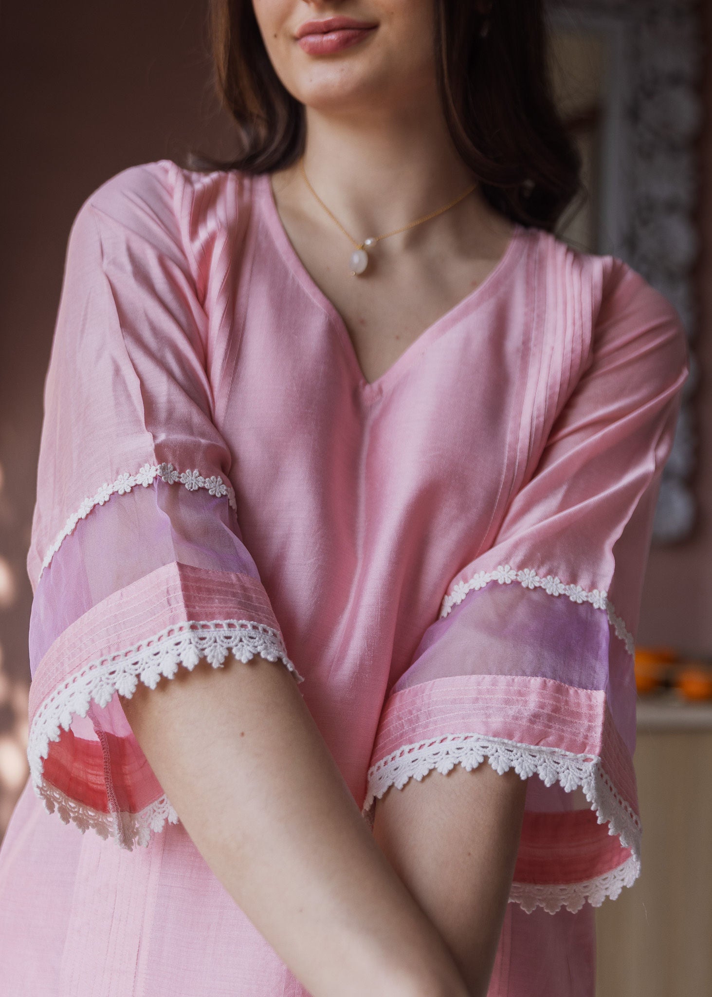 Blush Pink Chanderi Suit set