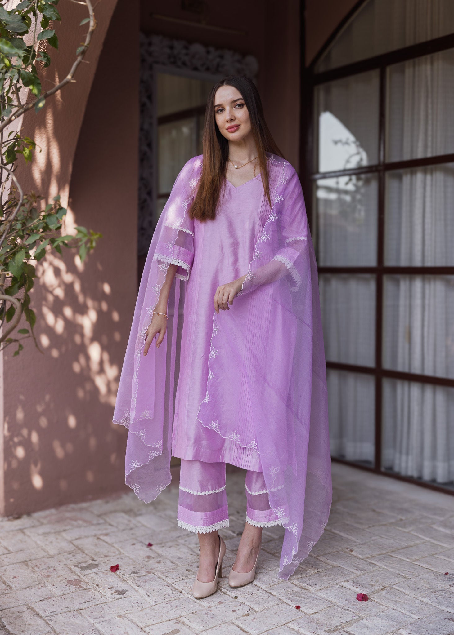 Light Purple Chanderi Suit set