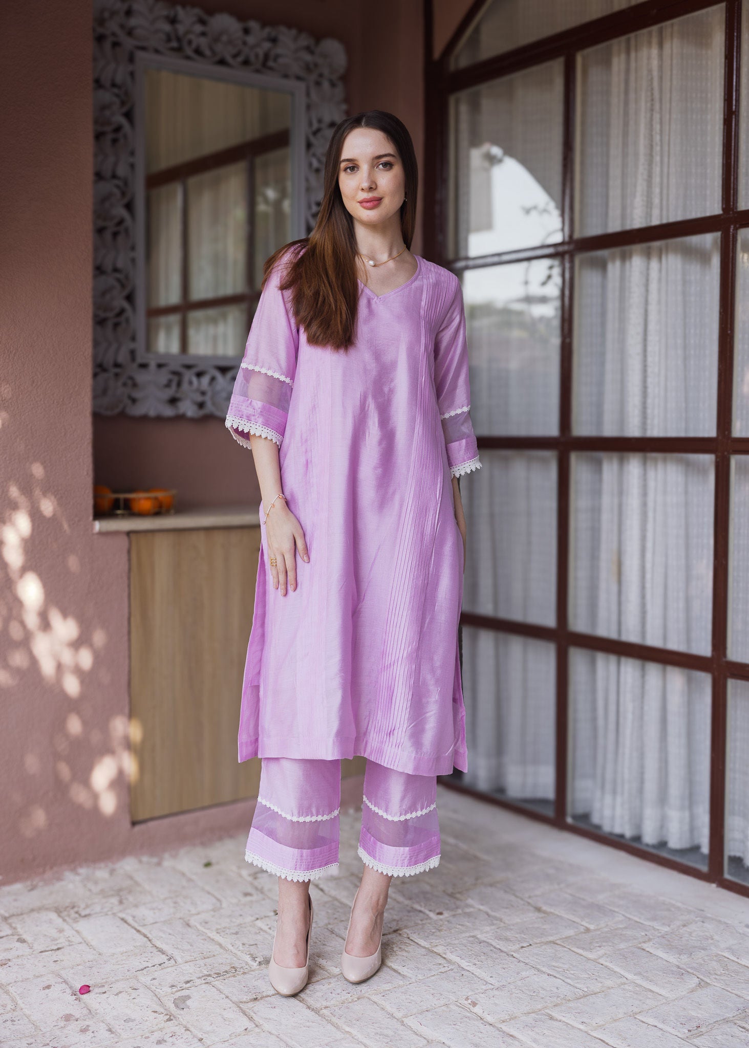 Light Purple Chanderi Suit set